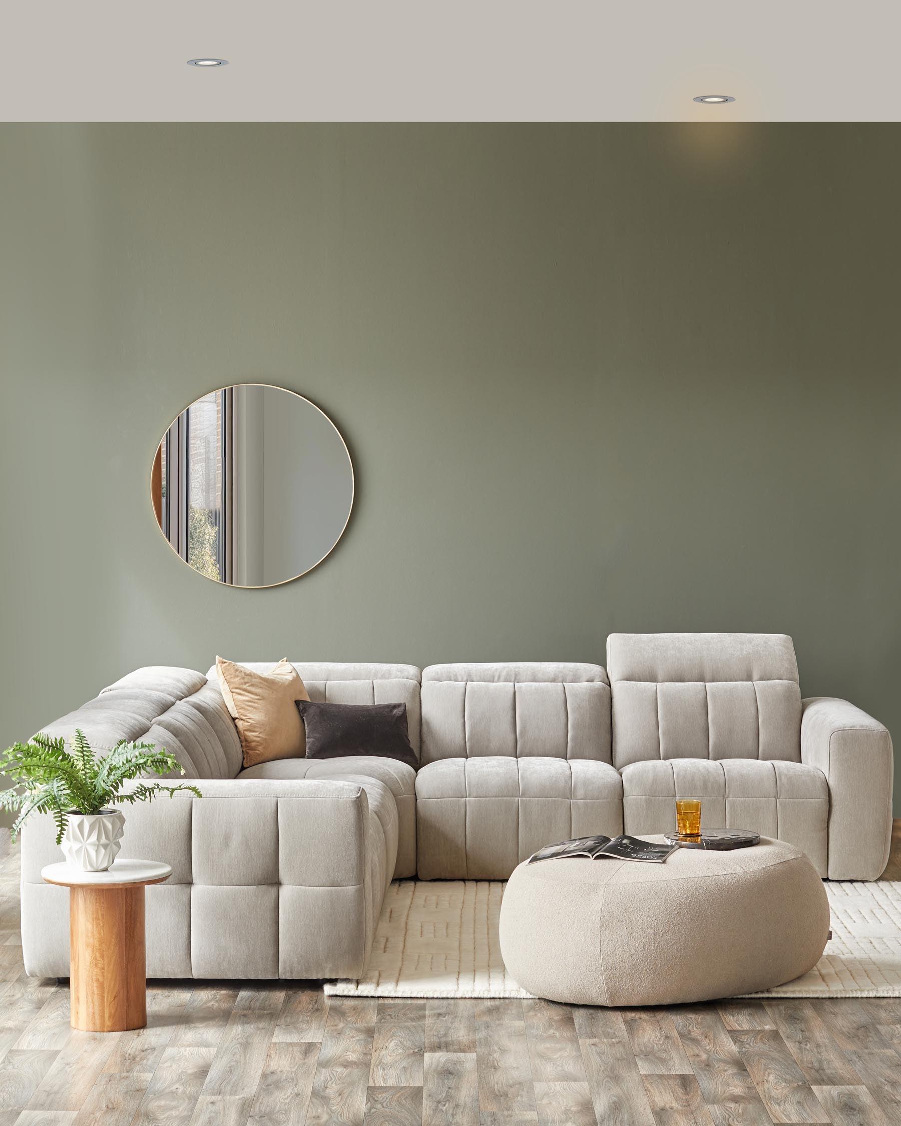 Skye light grey fabric large corner recliner sofa