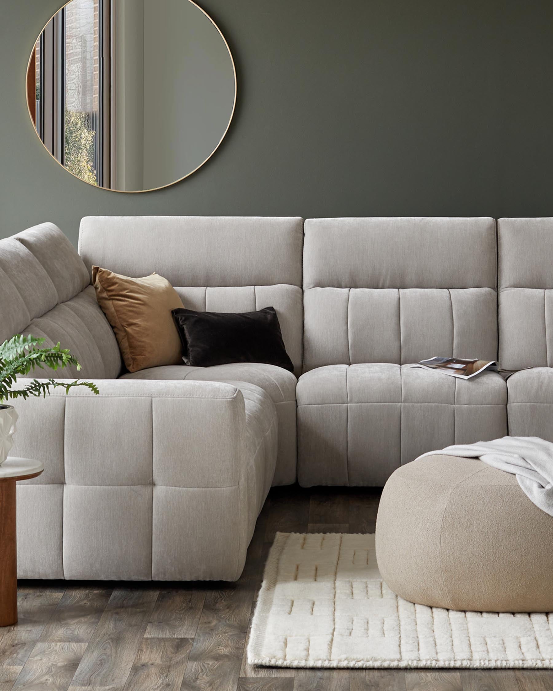 Skye light grey fabric large corner recliner sofa