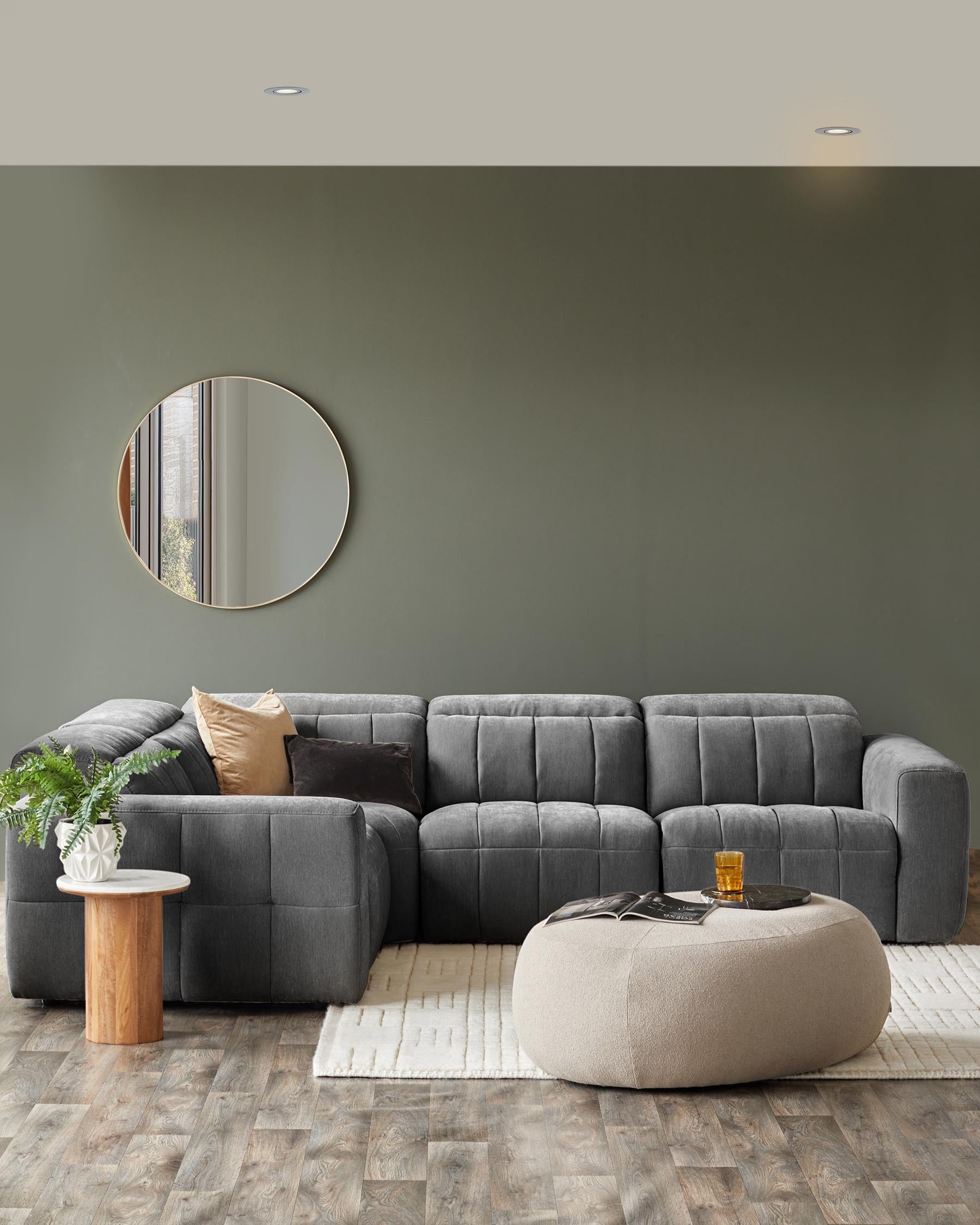 Skye dark grey fabric small corner recliner sofa