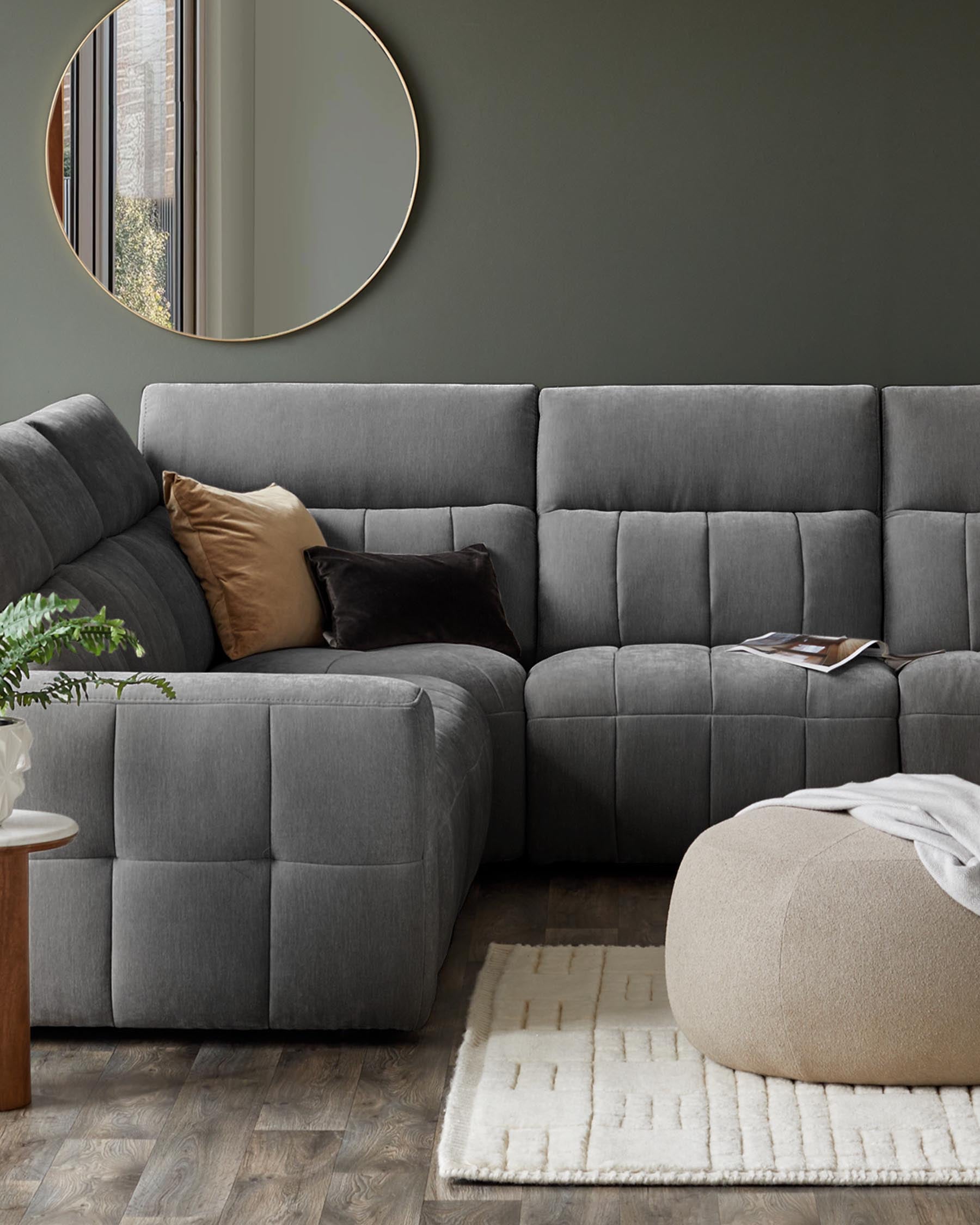 Skye dark grey fabric small corner recliner sofa