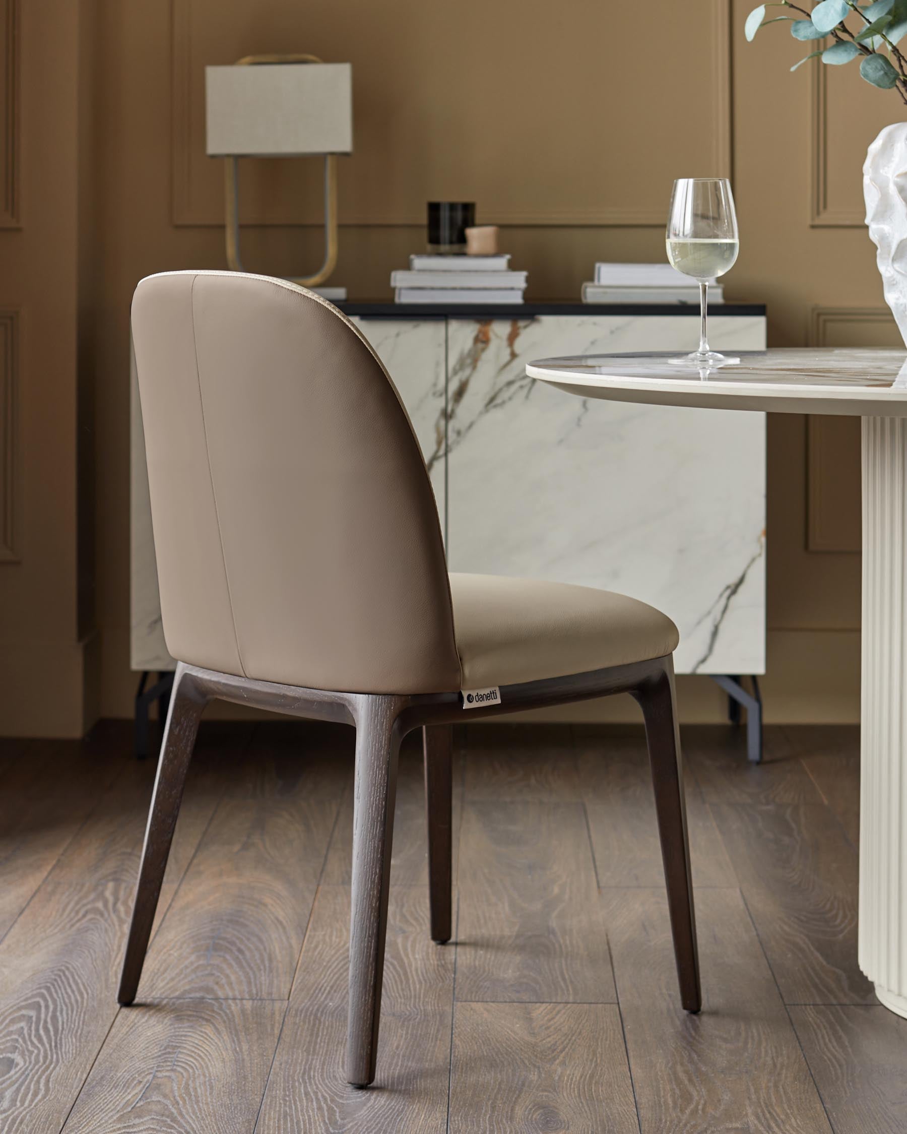 Emerson natural and mocha leather dining chair