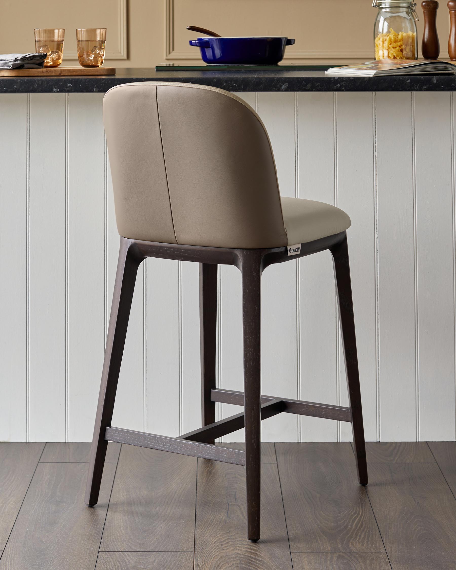 Emerson natural and mocha leather bar stool