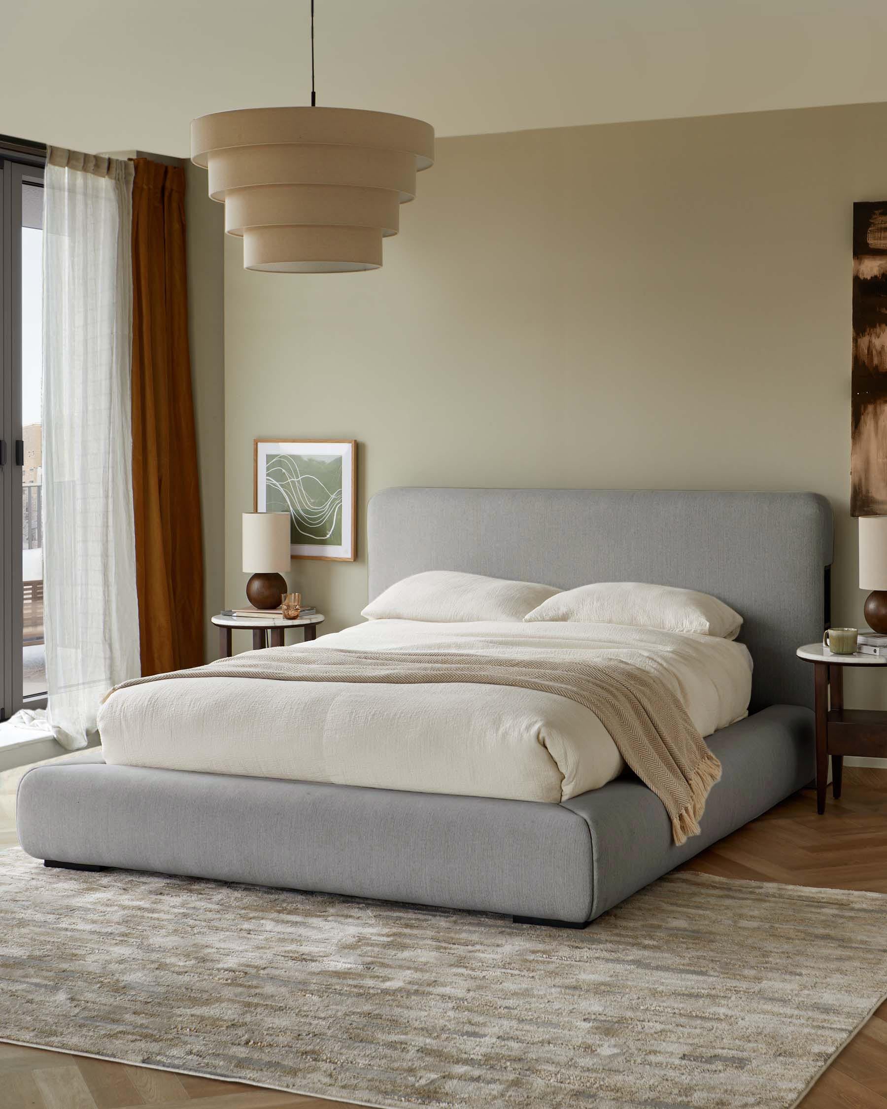 Taylor grey fabric double ottoman storage bed