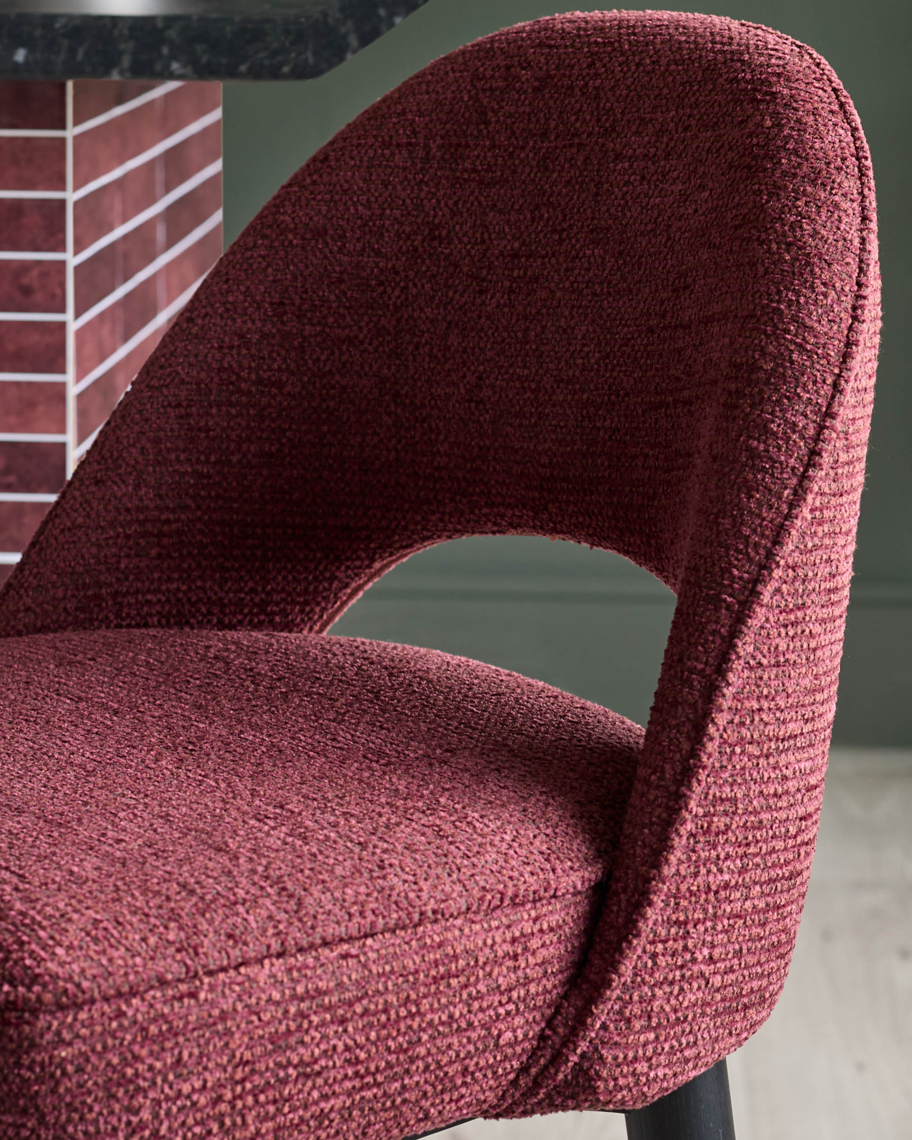 Clover berry red chunky fabric bar stool