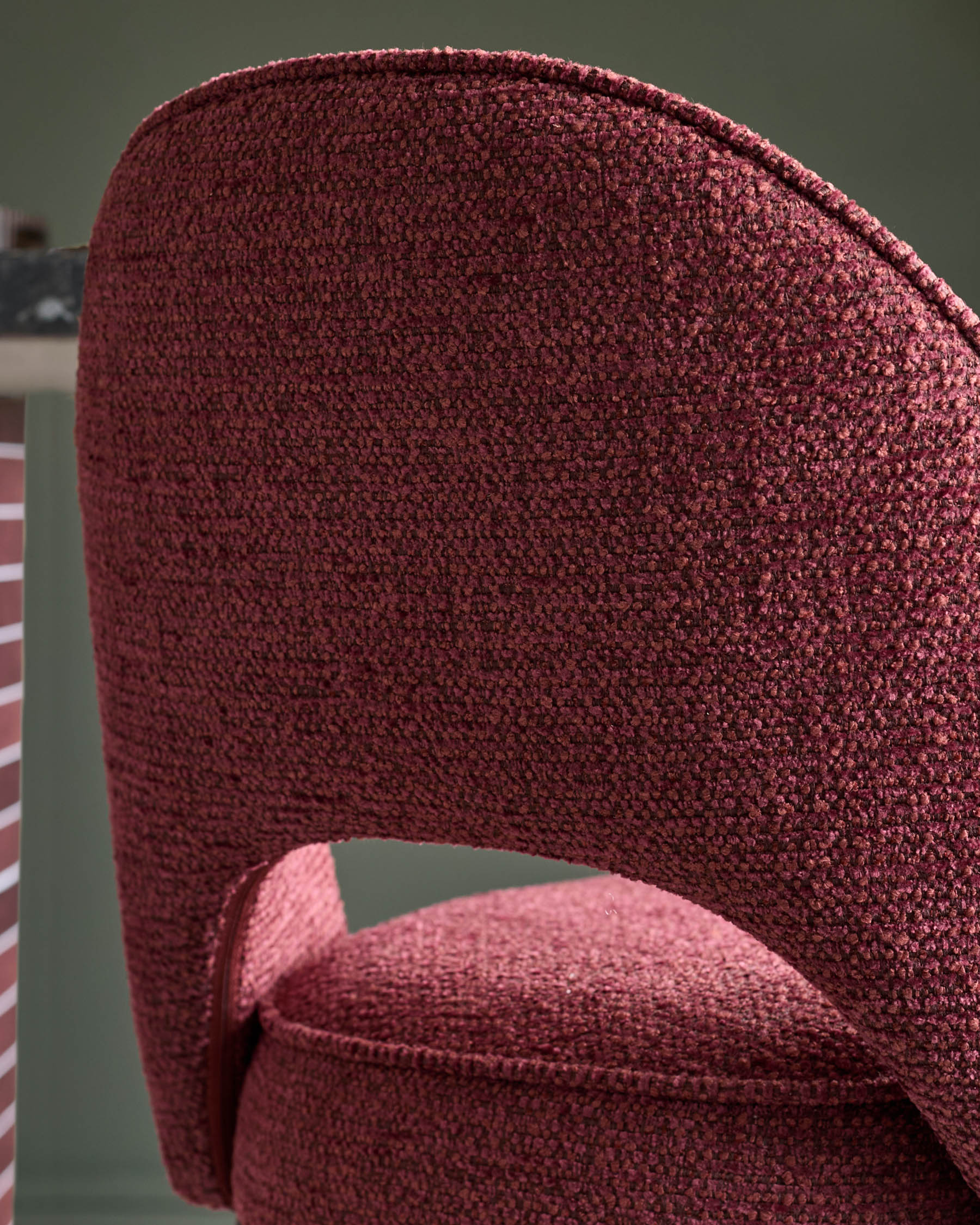 Clover berry red chunky fabric bar stool