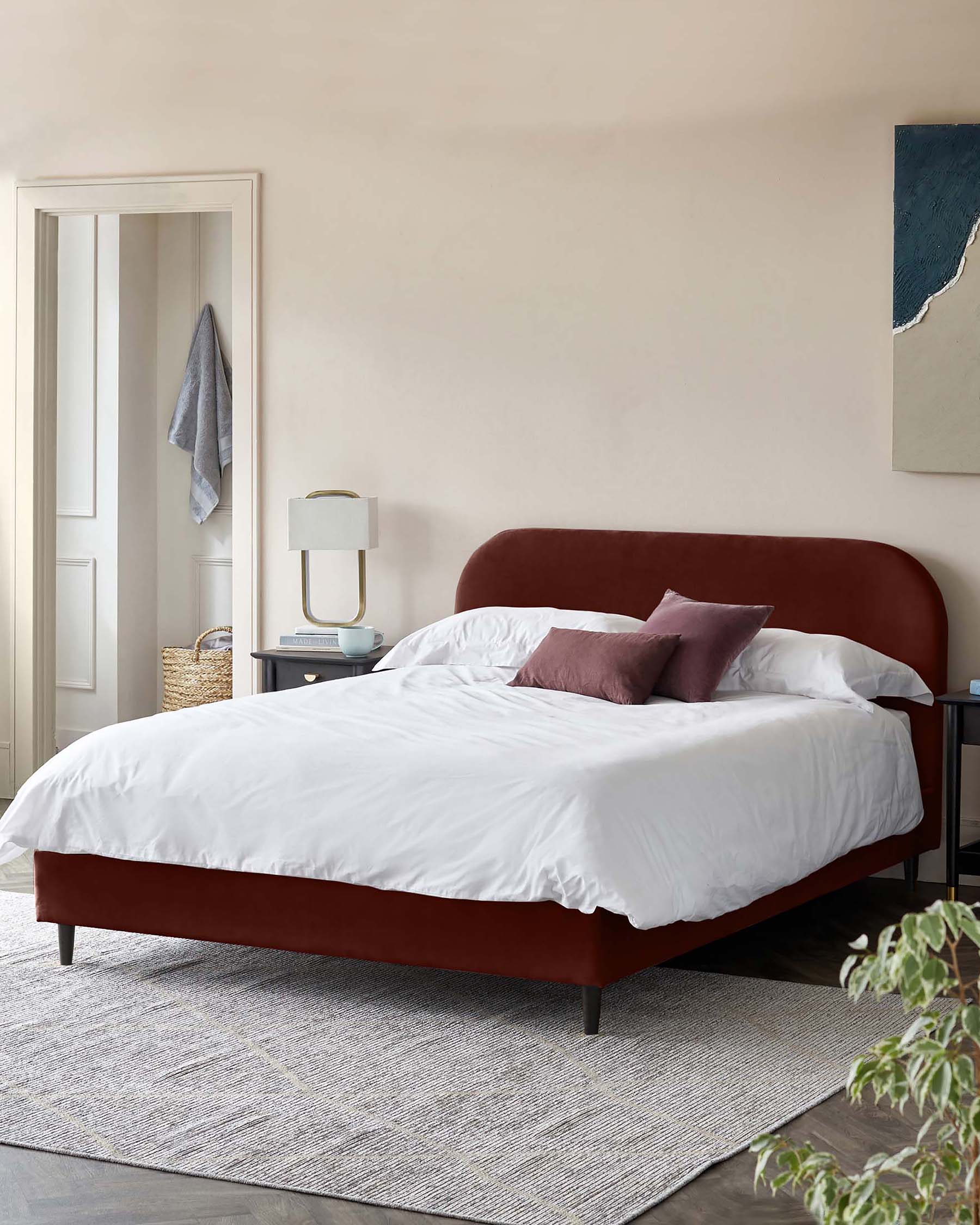 Hampton toffee red velvet double bed