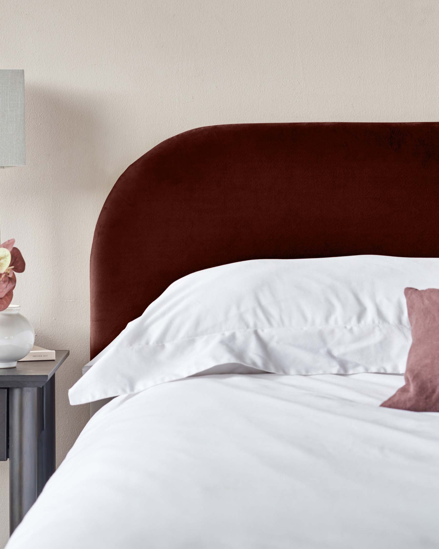 Hampton toffee red velvet double bed