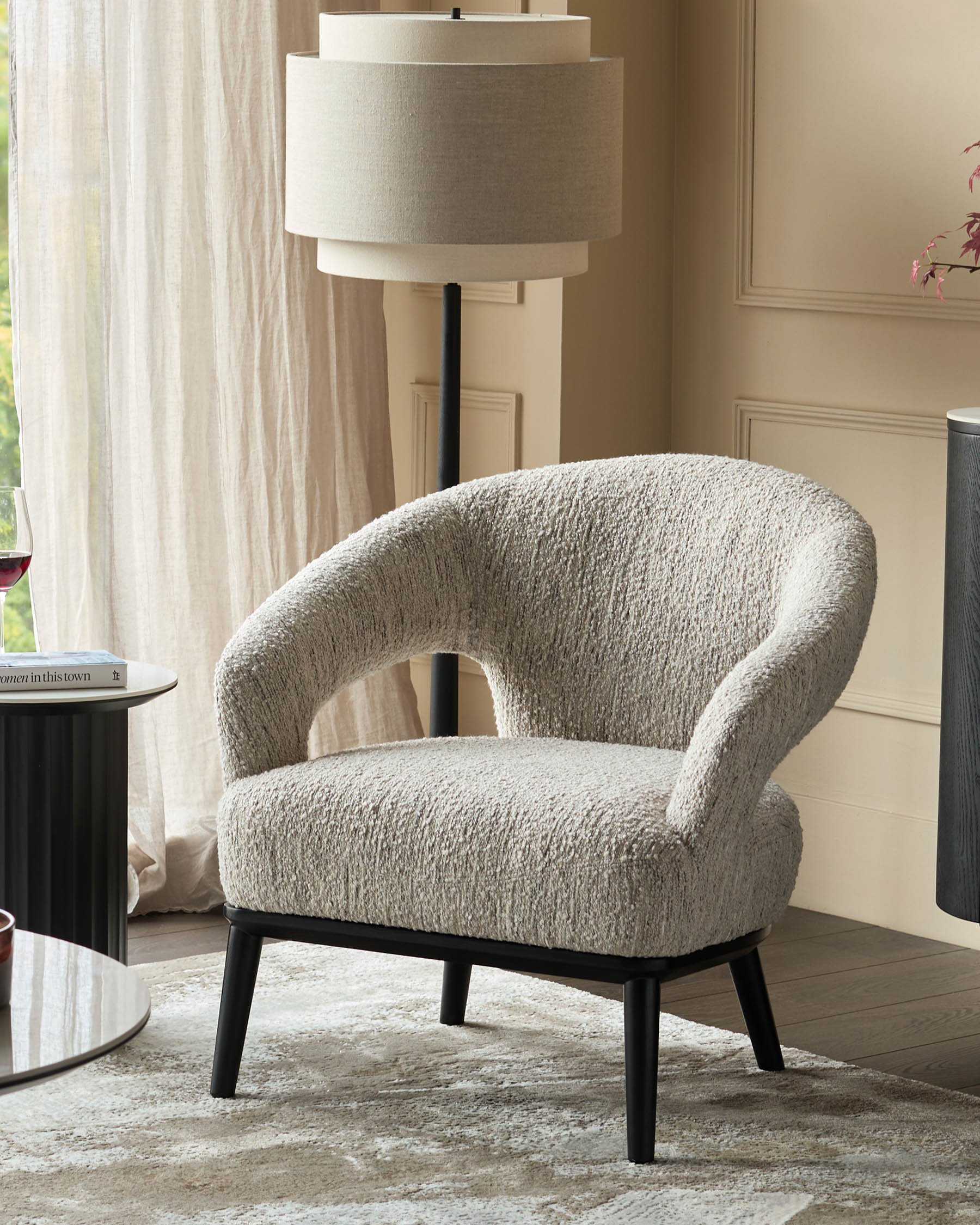 Heath cream chunky boucle accent chair