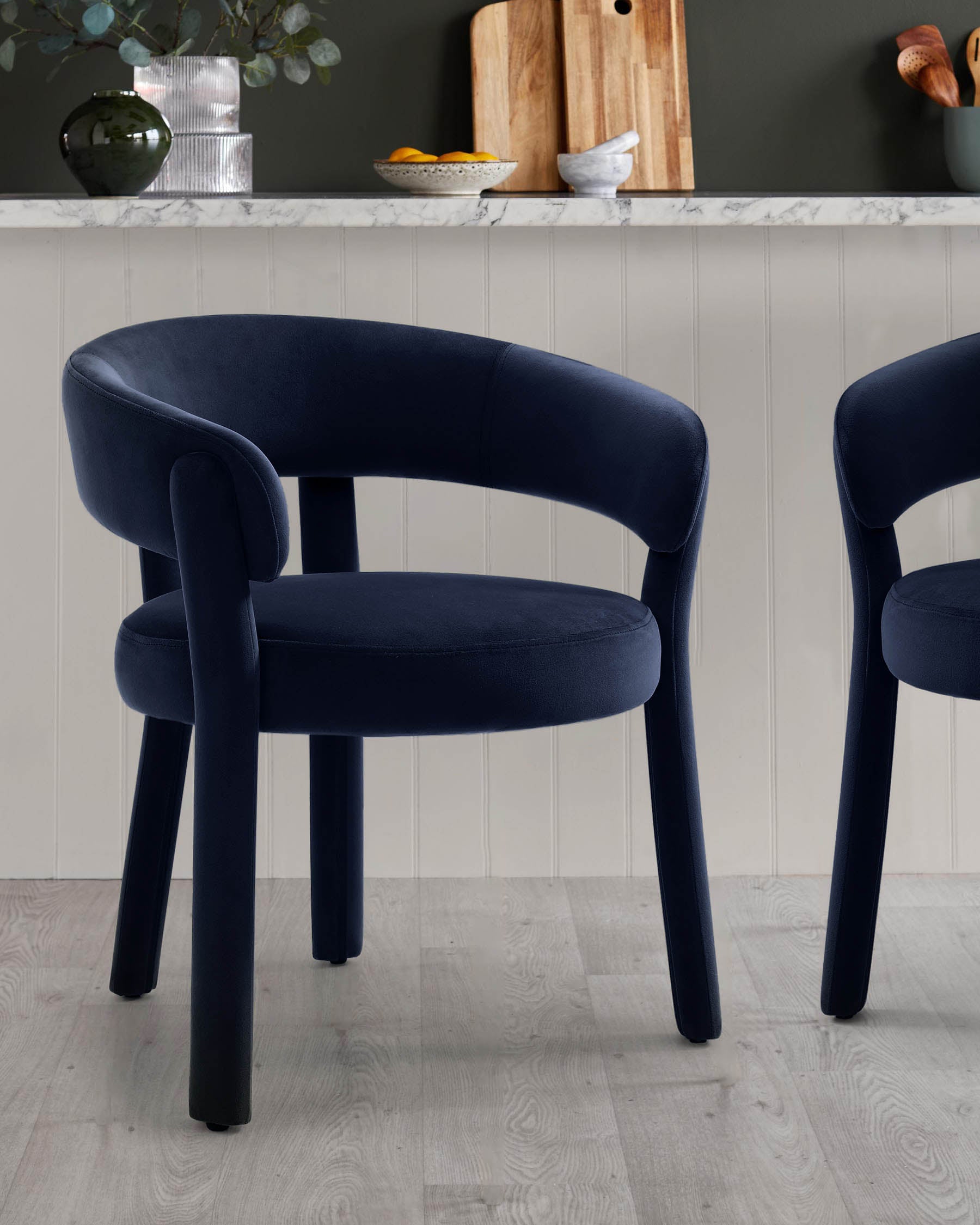 Anya dark navy velvet upholstered dining chair