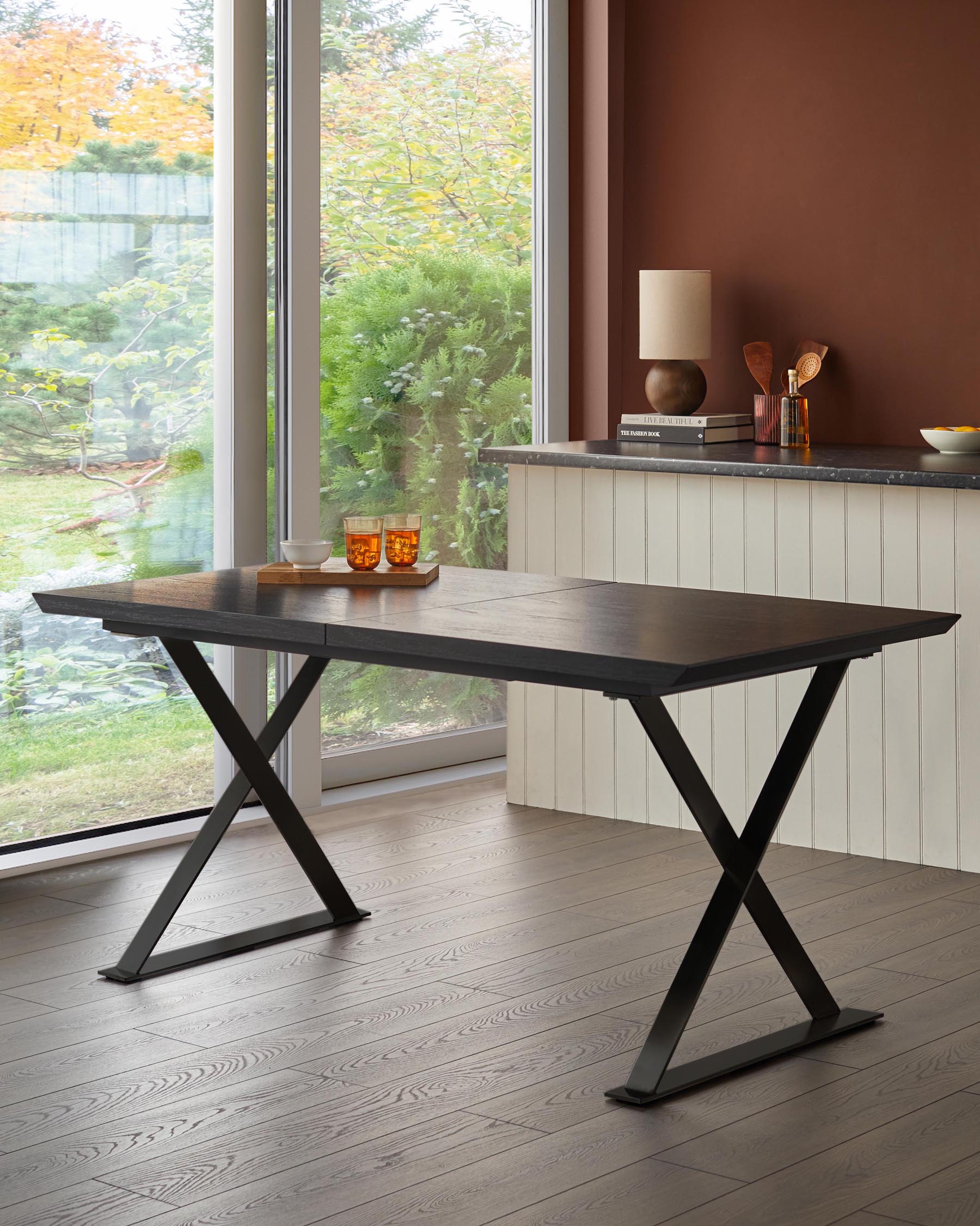 Nala dark washed wood extending 6 to 8 seater dining table