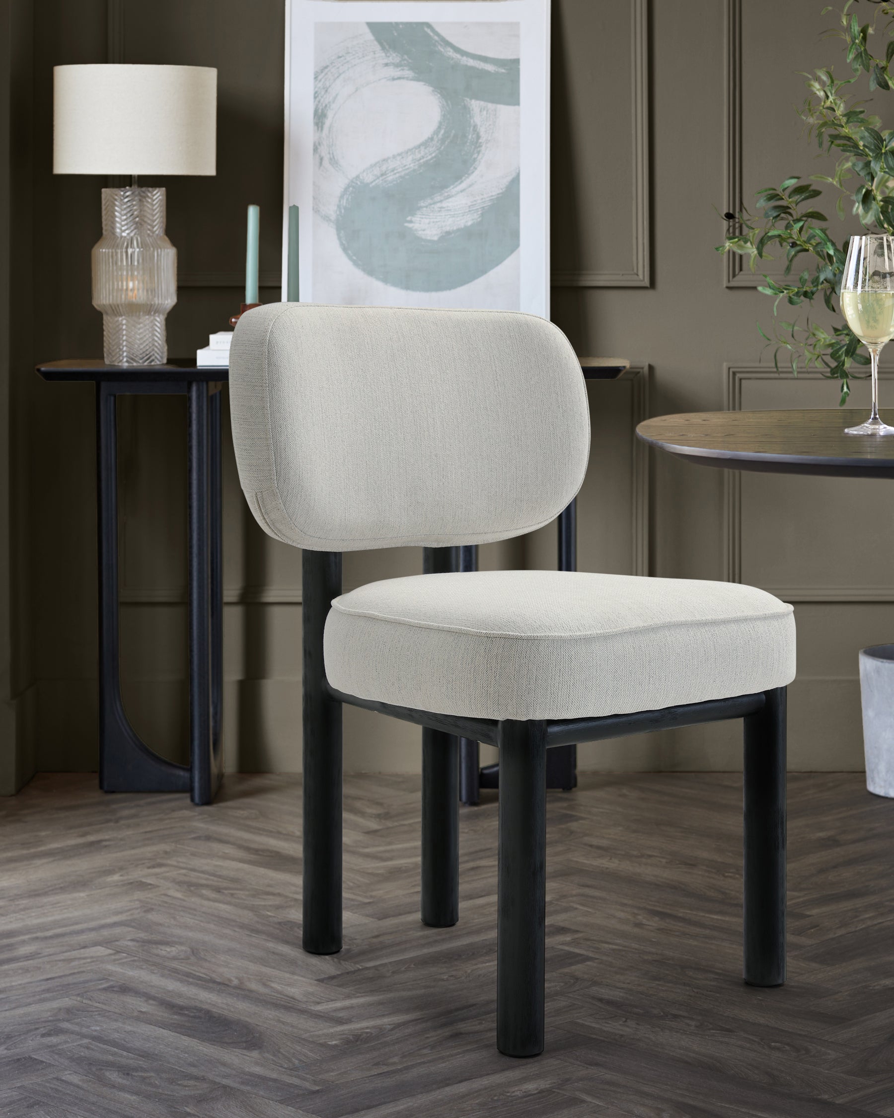 Henley ivory dual tone fabric dining chair
