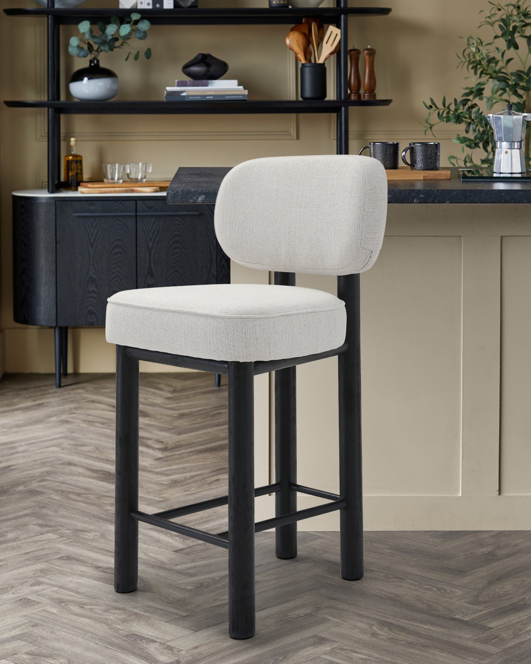 Henley ivory dual tone fabric bar stool