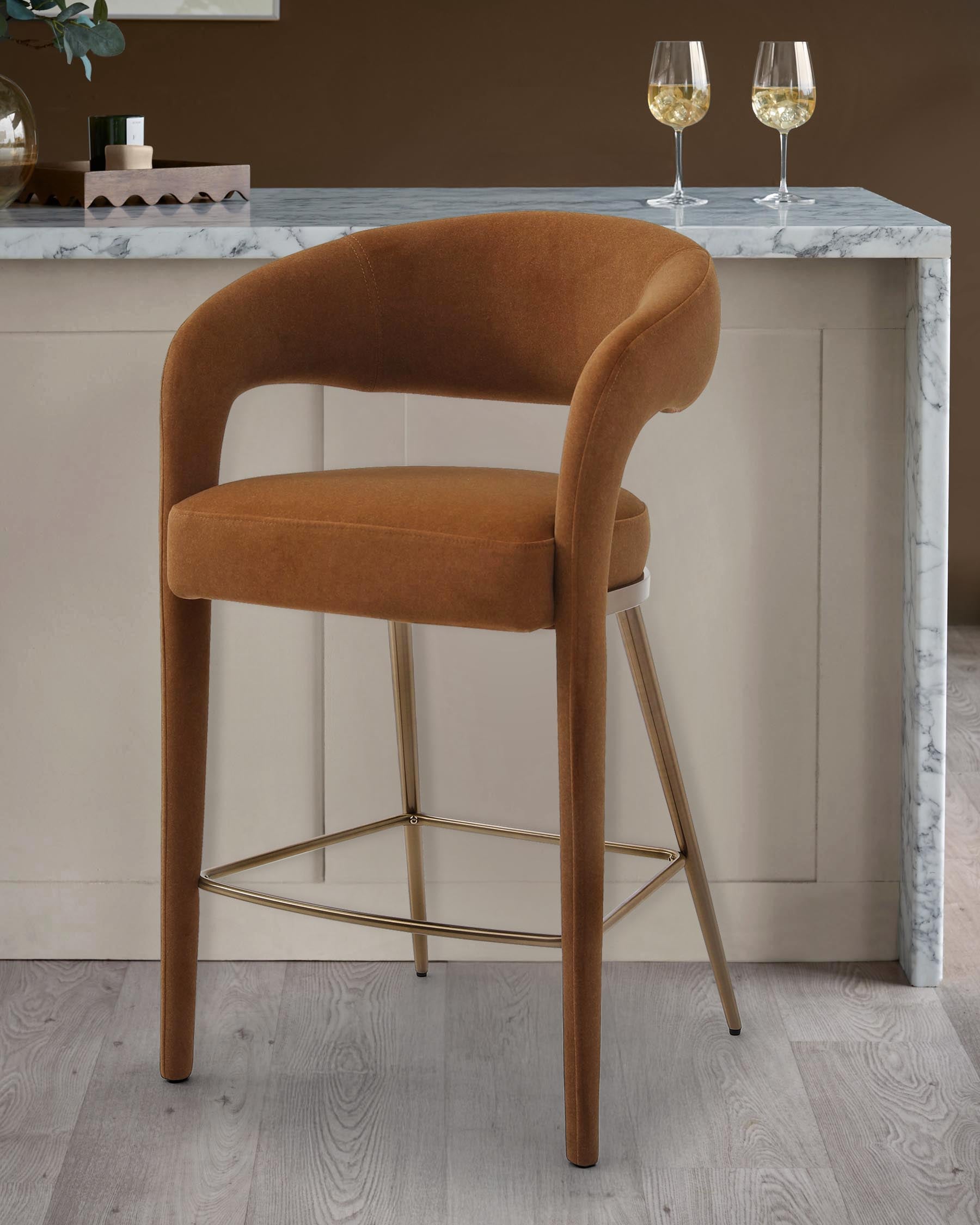 Rhett caramel fabric bar stool