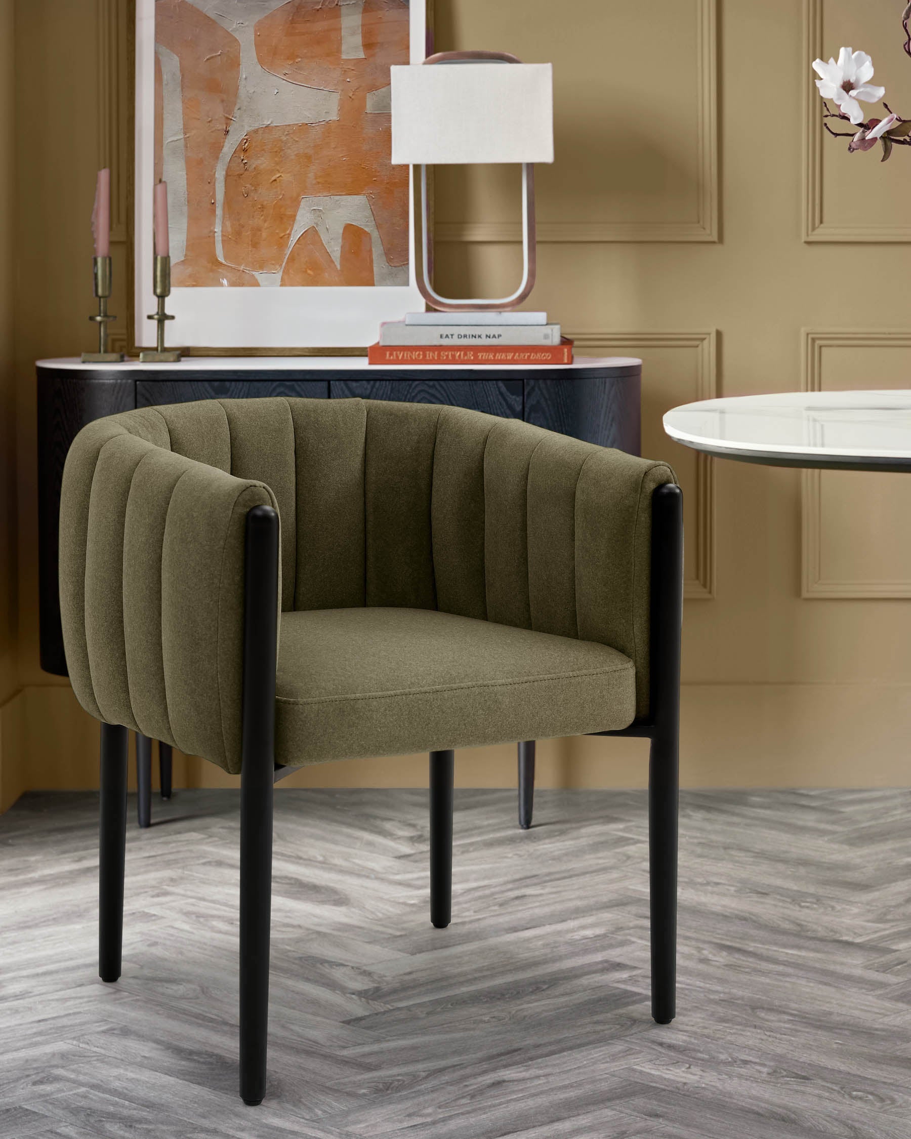 Cole olive green fabric dining chair