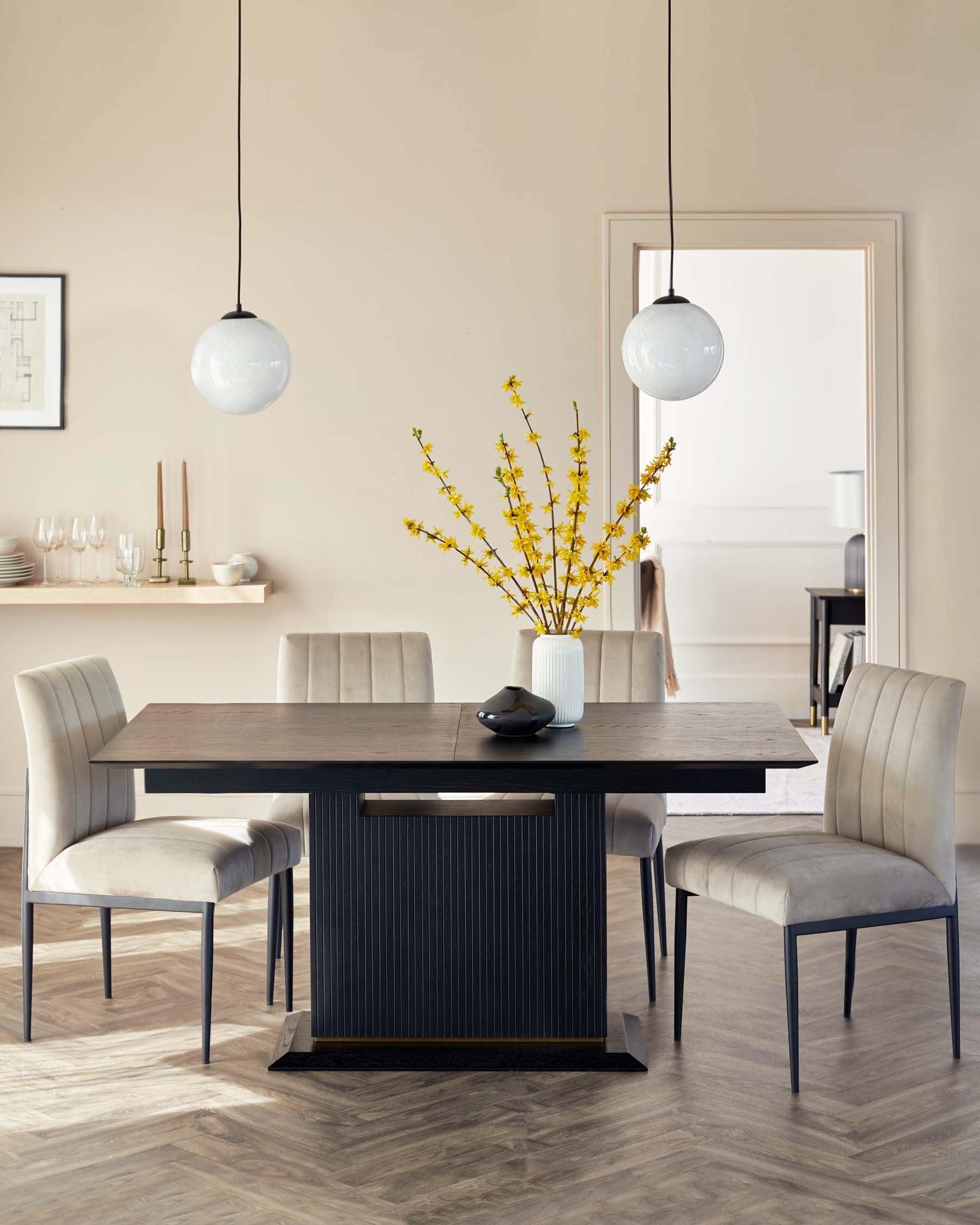 Kai Black Oak Extending 6 to 8 Seater Dining Table