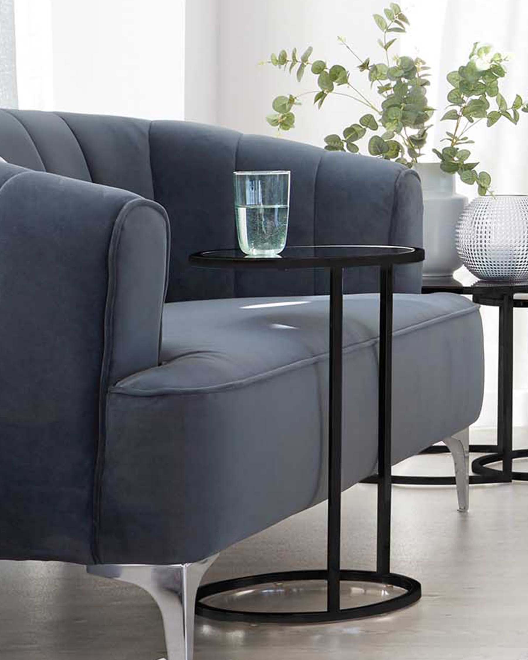 Thea Smoked Mirror and Black Tray Table