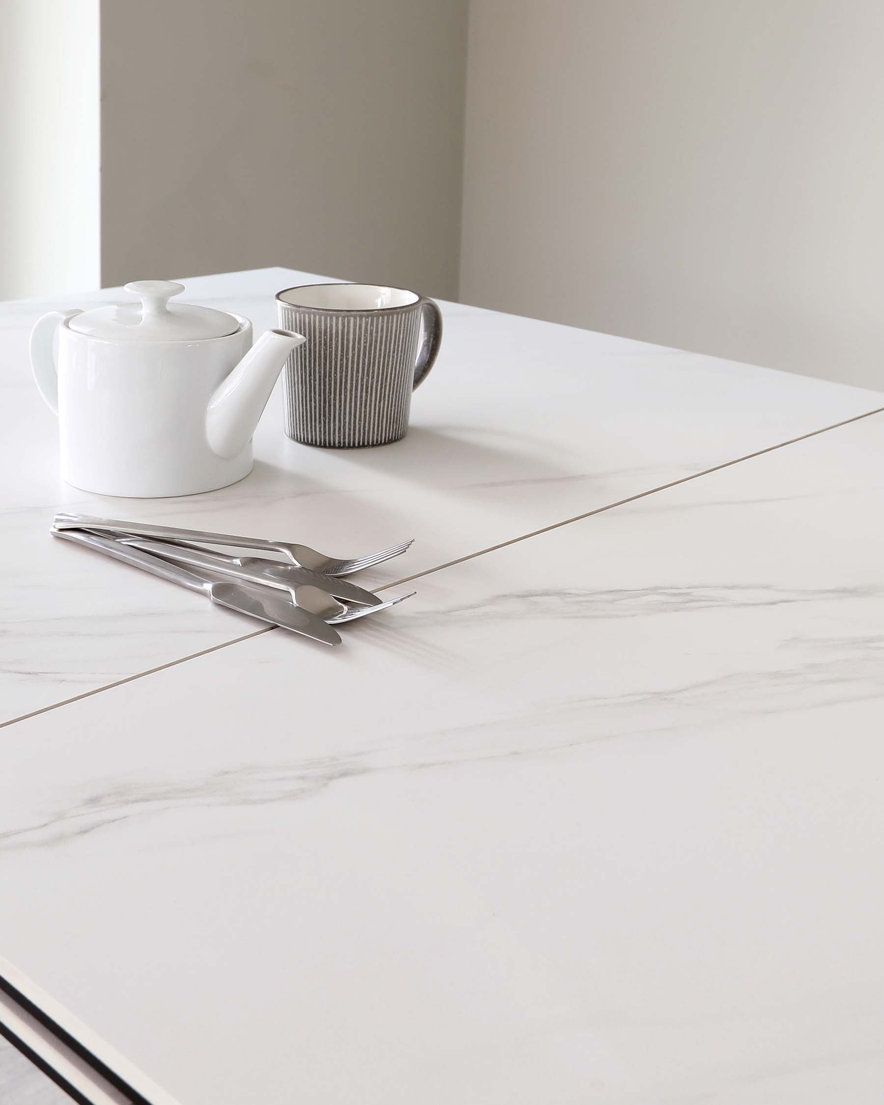 Hayden White Marbled Ceramic Extending 6 To 8 Seater Dining Table