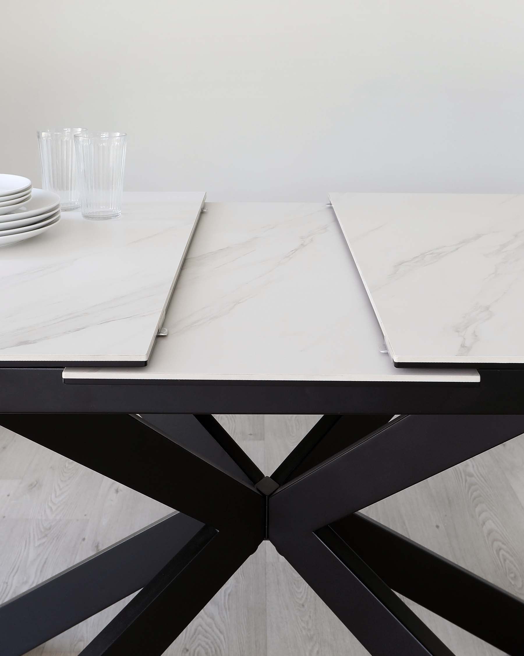 Hayden White Marbled Ceramic Extending 6 To 8 Seater Dining Table