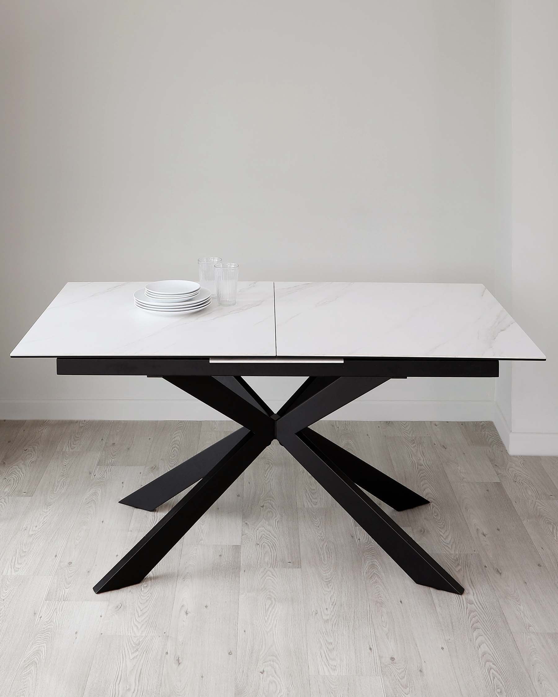 Hayden White Marbled Ceramic Extending 6 To 8 Seater Dining Table