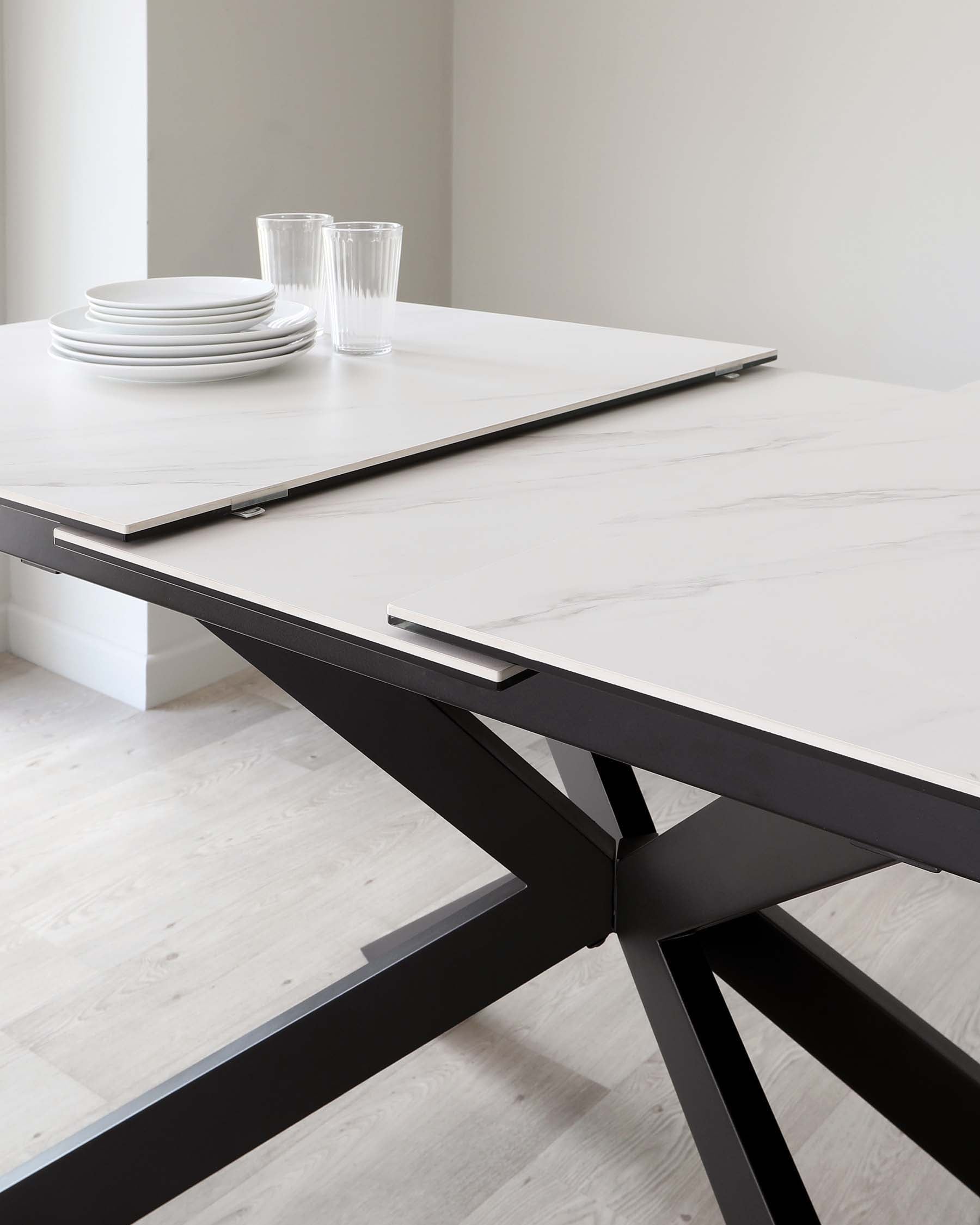 Hayden White Marbled Ceramic Extending 6 To 8 Seater Dining Table
