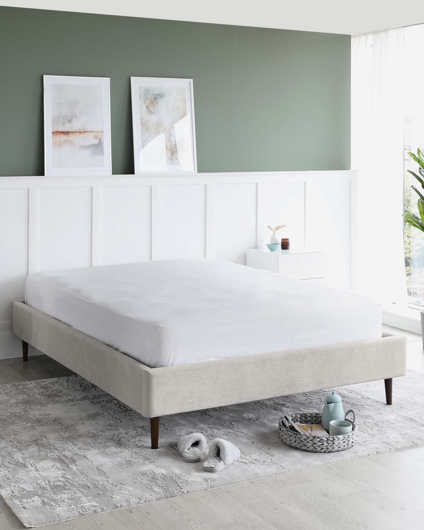 Harlow Light Grey Fabric Double Bed