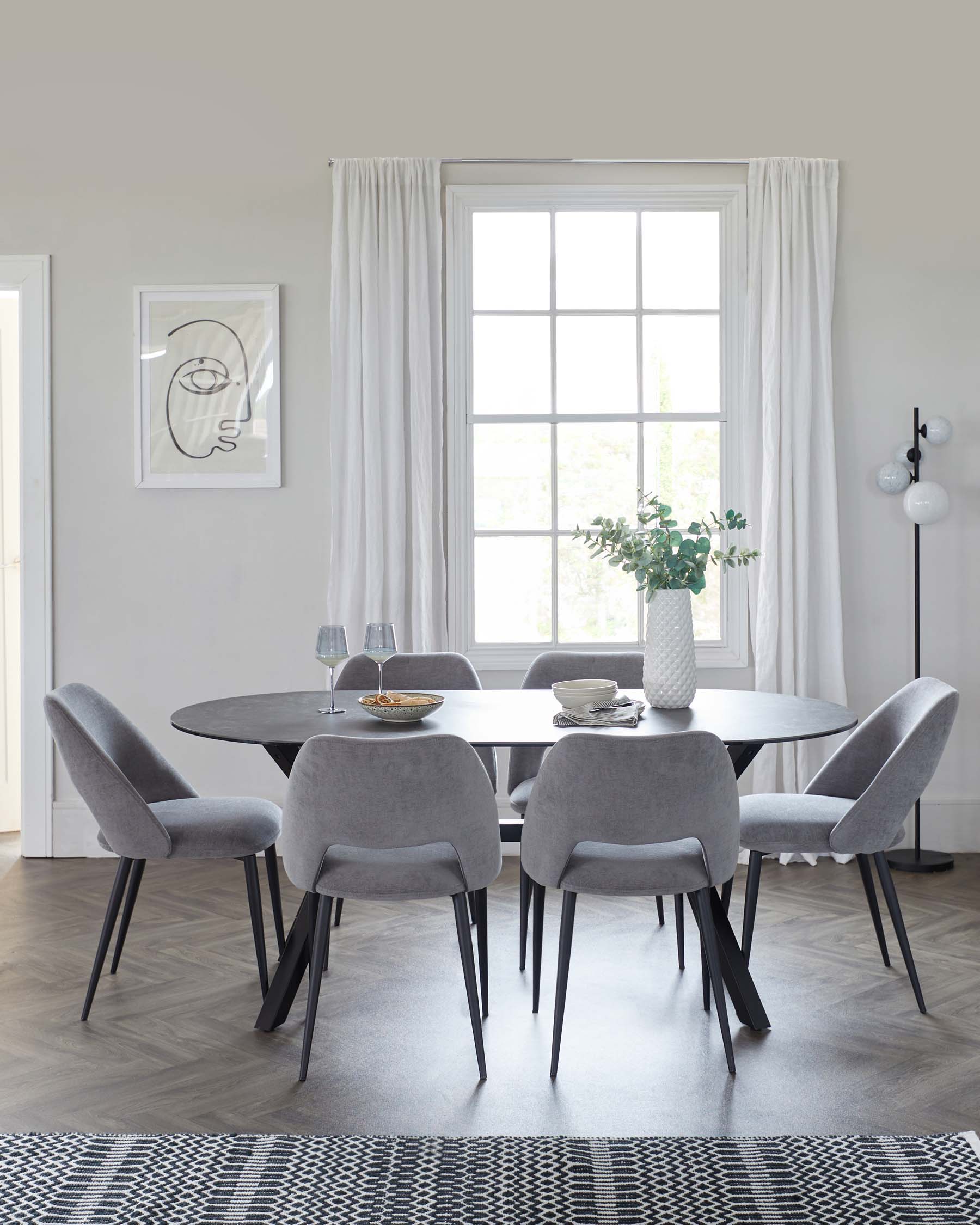 Orwell Dark Grey Ceramic Dining 6 Seater Table