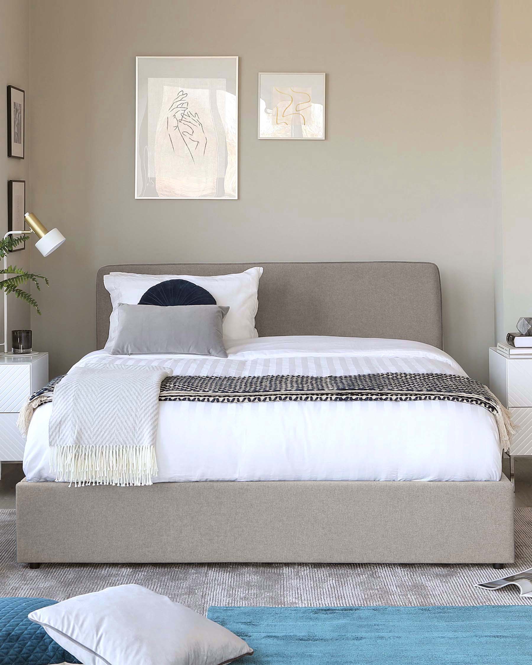 Turin Grey Fabric Double Ottoman Storage Bed