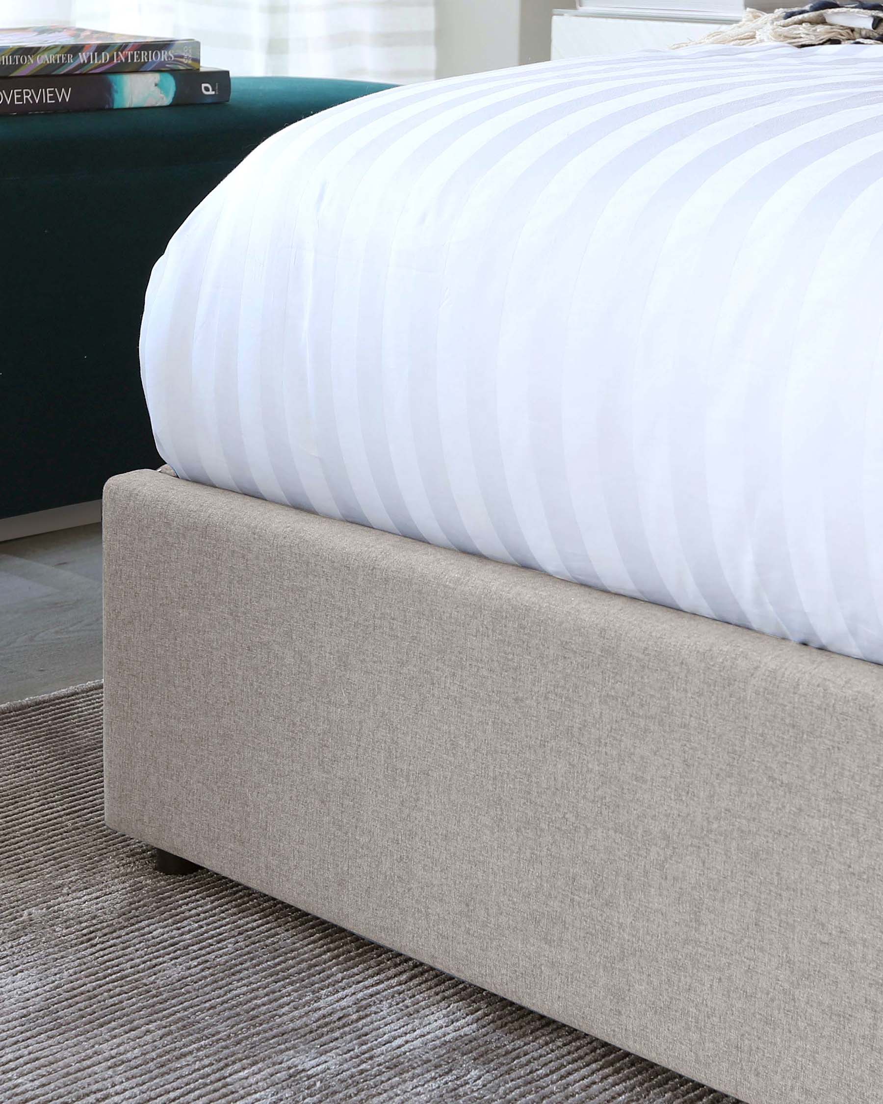 Turin Grey Fabric Double Ottoman Storage Bed