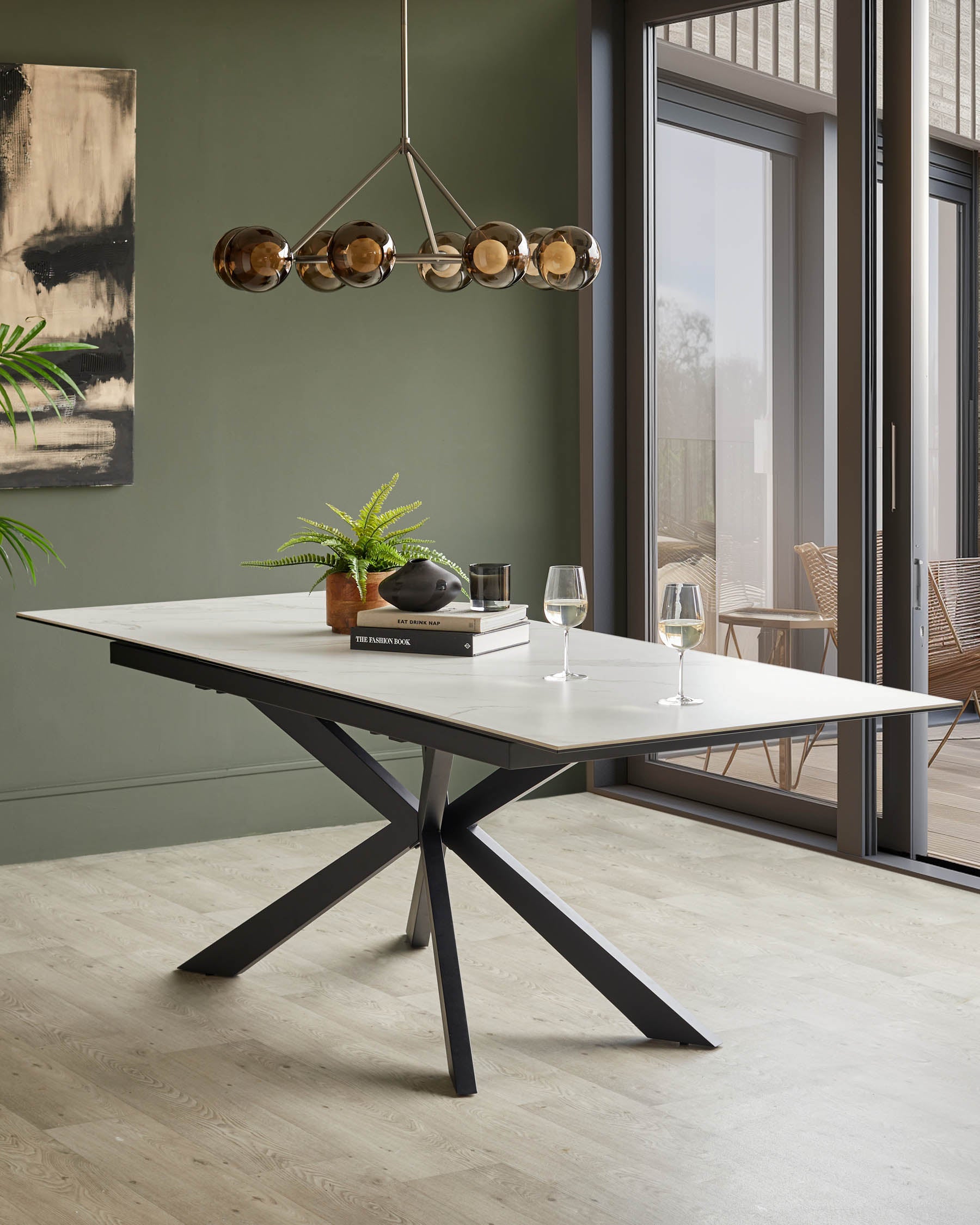 Hayden white ceramic extending 8 to 10 seater dining table