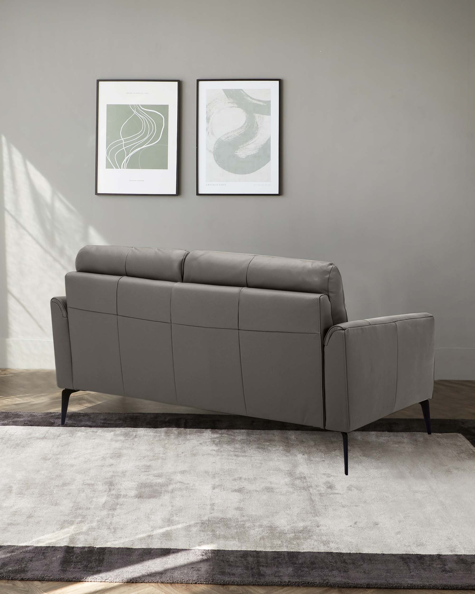 Brooks Dark Grey Leather 2 Seater Sofa