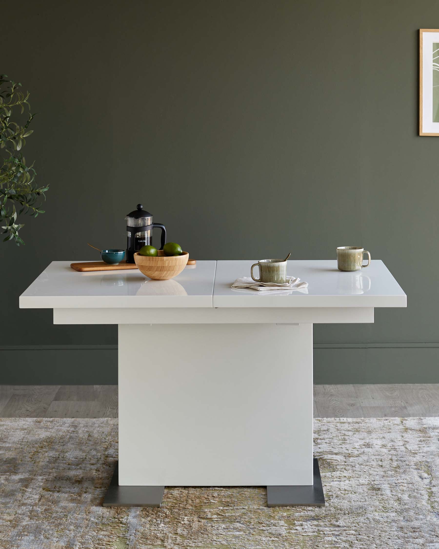 Sanza white gloss extending 6 to 8 seater dining table