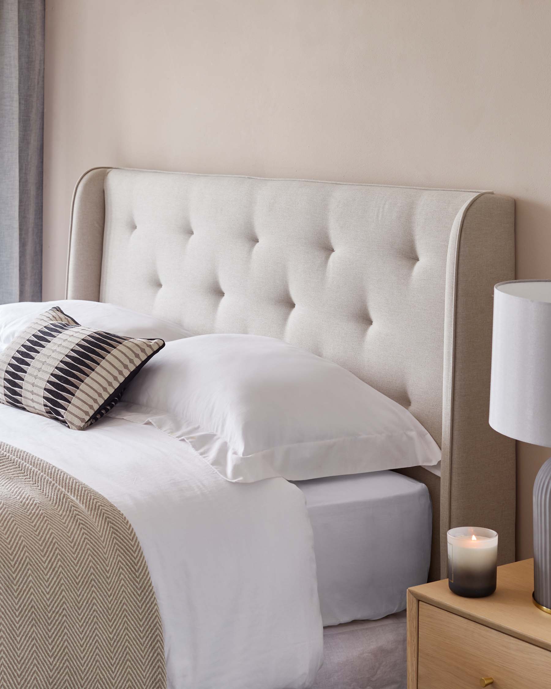 Lenora Cream Fabric Double Headboard