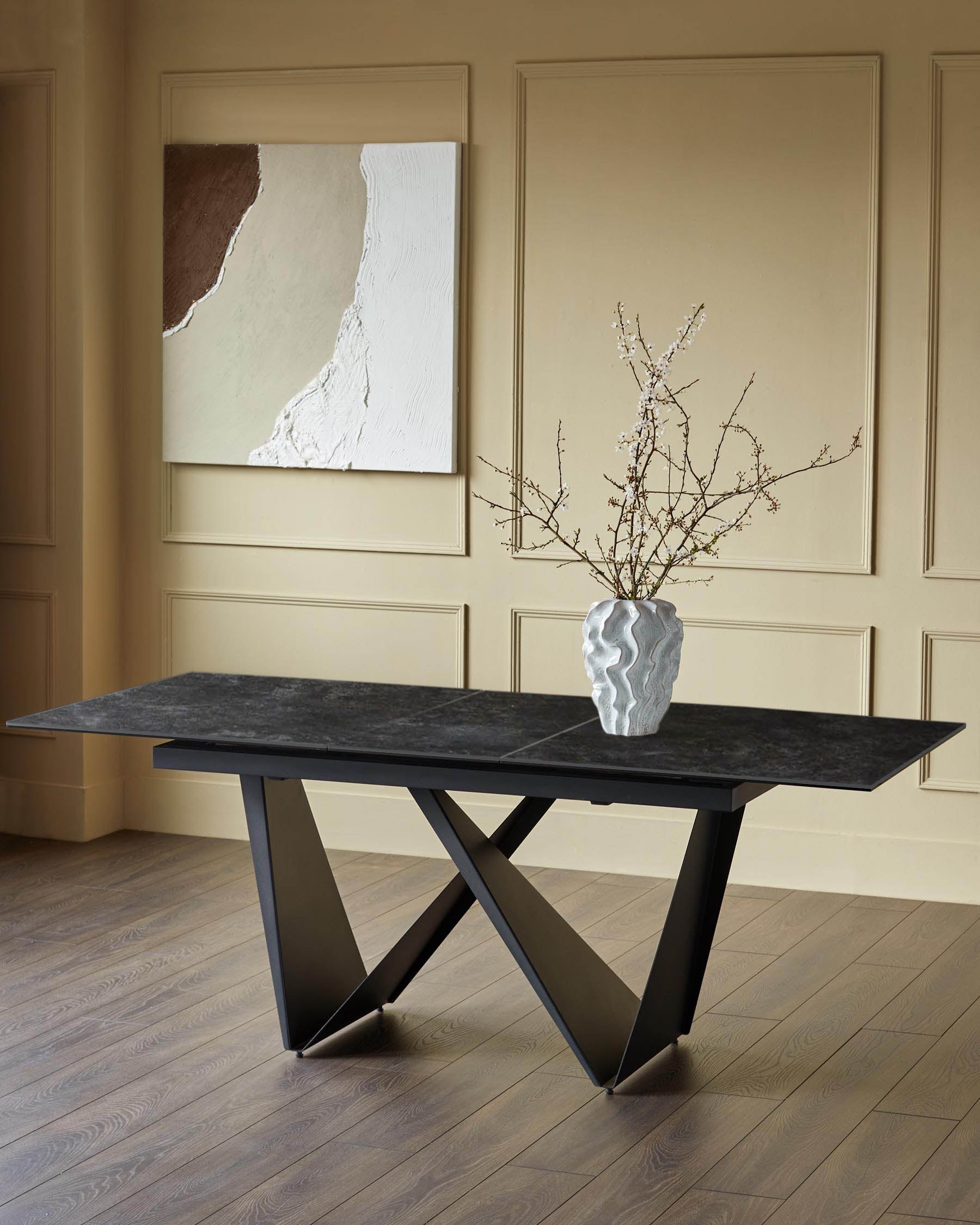Calenzano dark grey ceramic extending 6 to 8 seater dining table