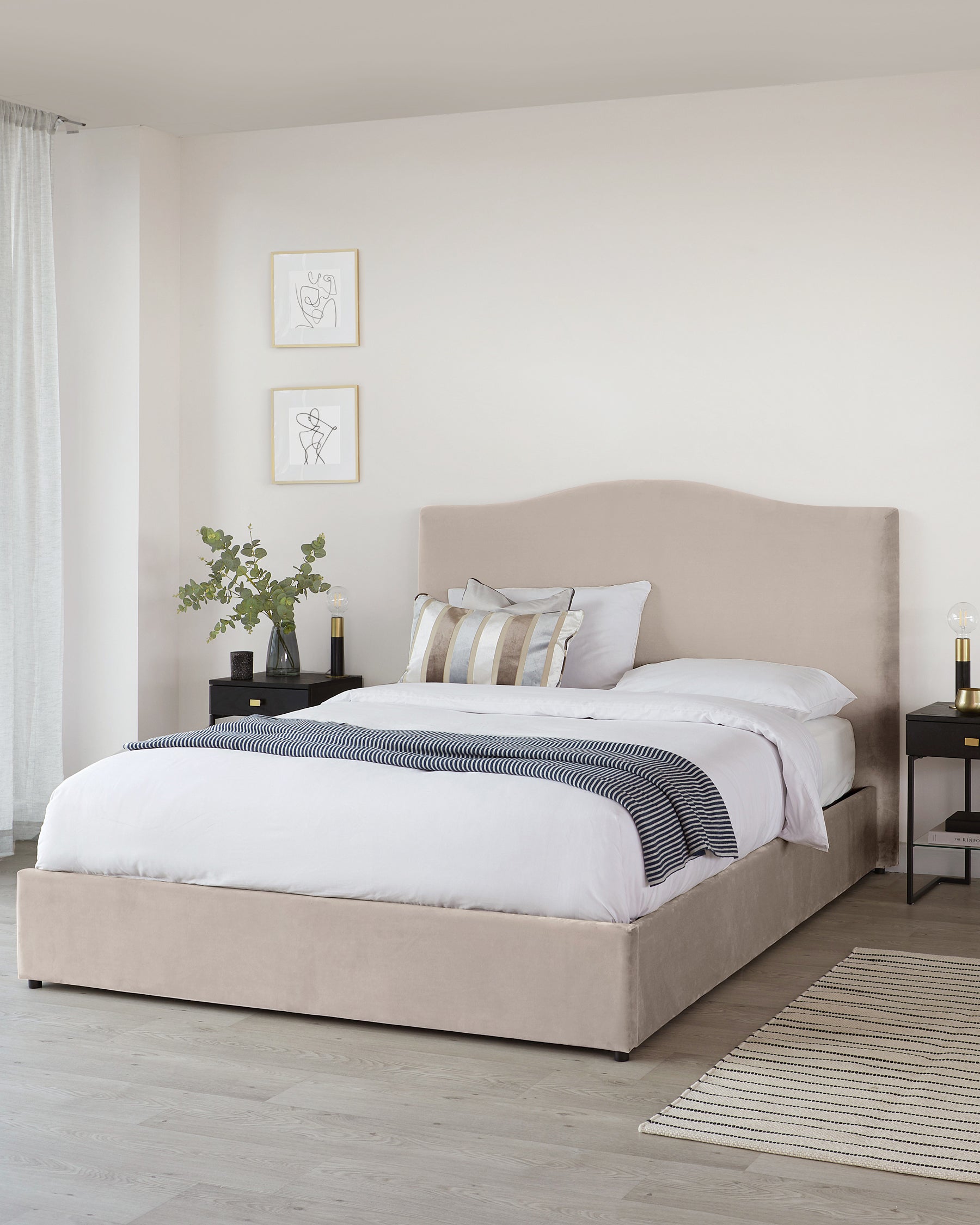 Clark Champagne Velvet Double Ottoman Storage Bed