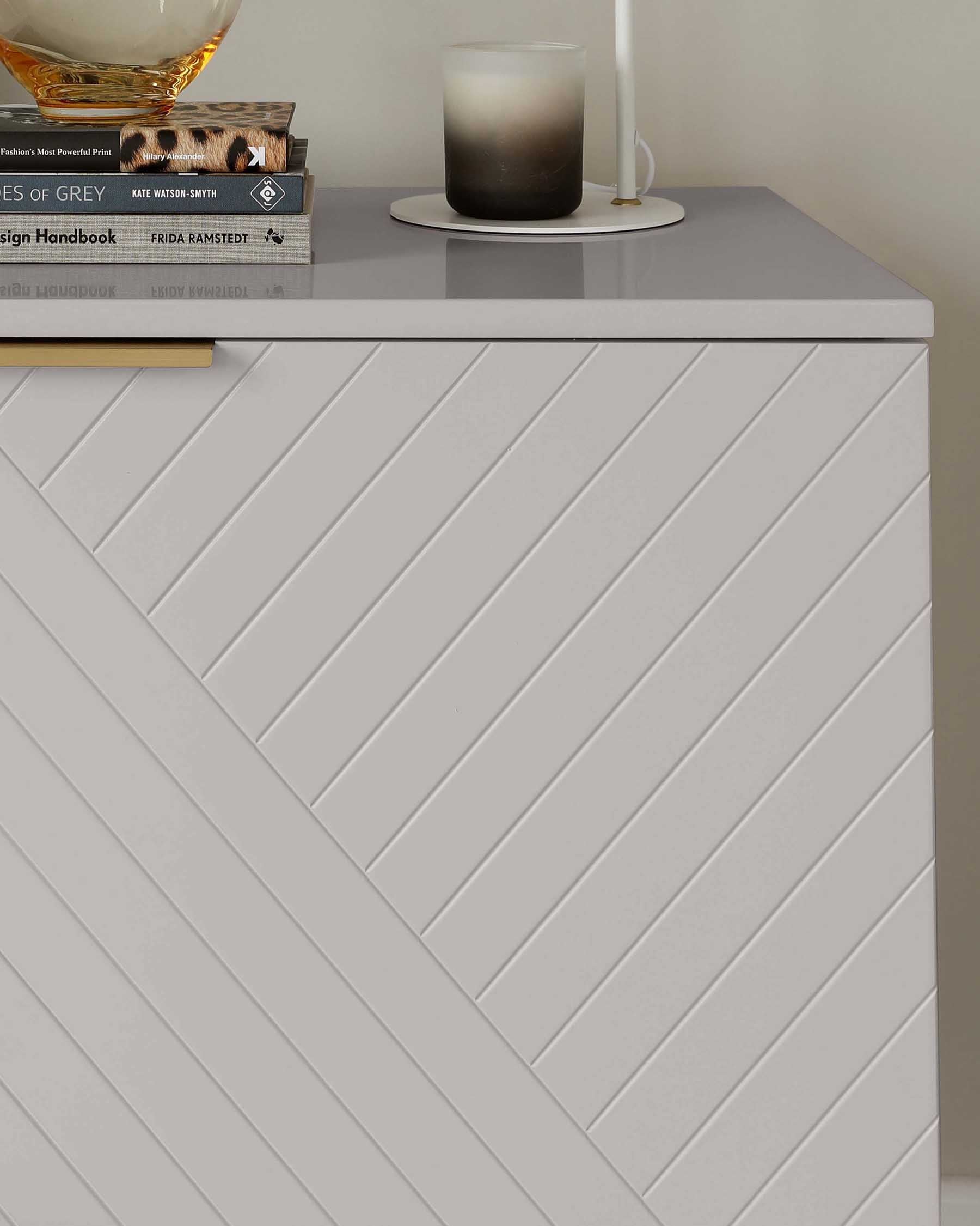Geo Large Grey And Brass Textured Sideboard