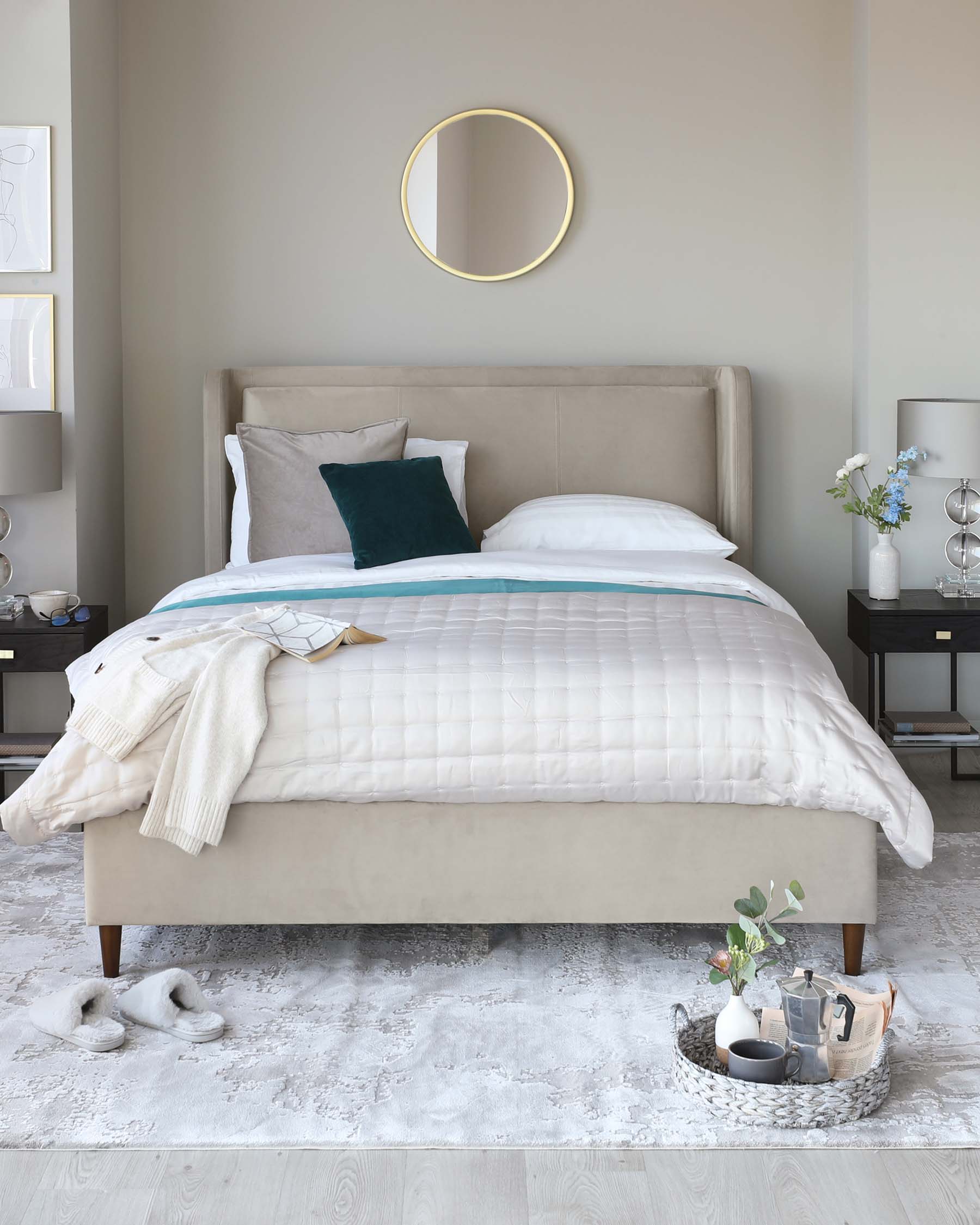 Grove champagne velvet king size ottoman storage bed