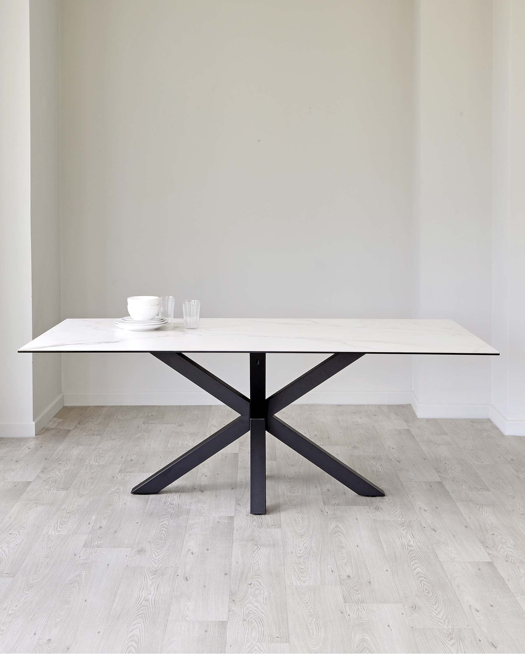 Riley White Marbled Ceramic 8 Seater Dining Table