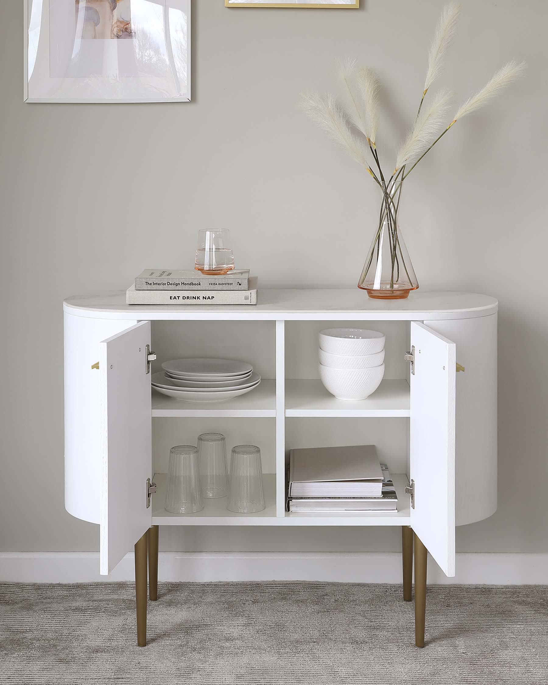 Manhattan White Oak and Marbled Ceramic Small Sideboard