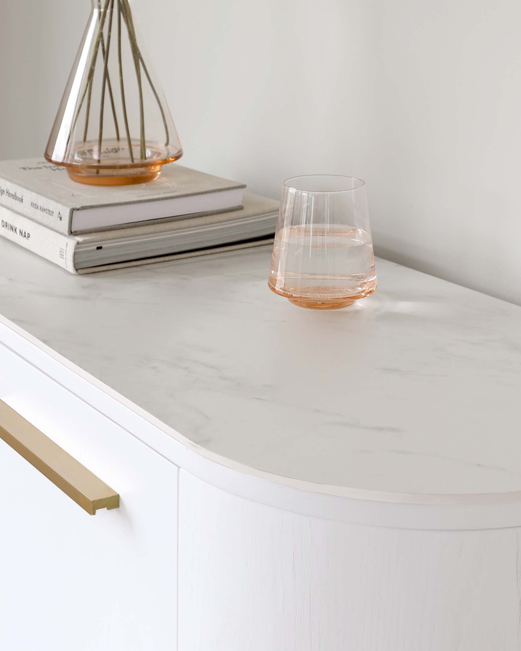 Manhattan White Oak and Marbled Ceramic Small Sideboard