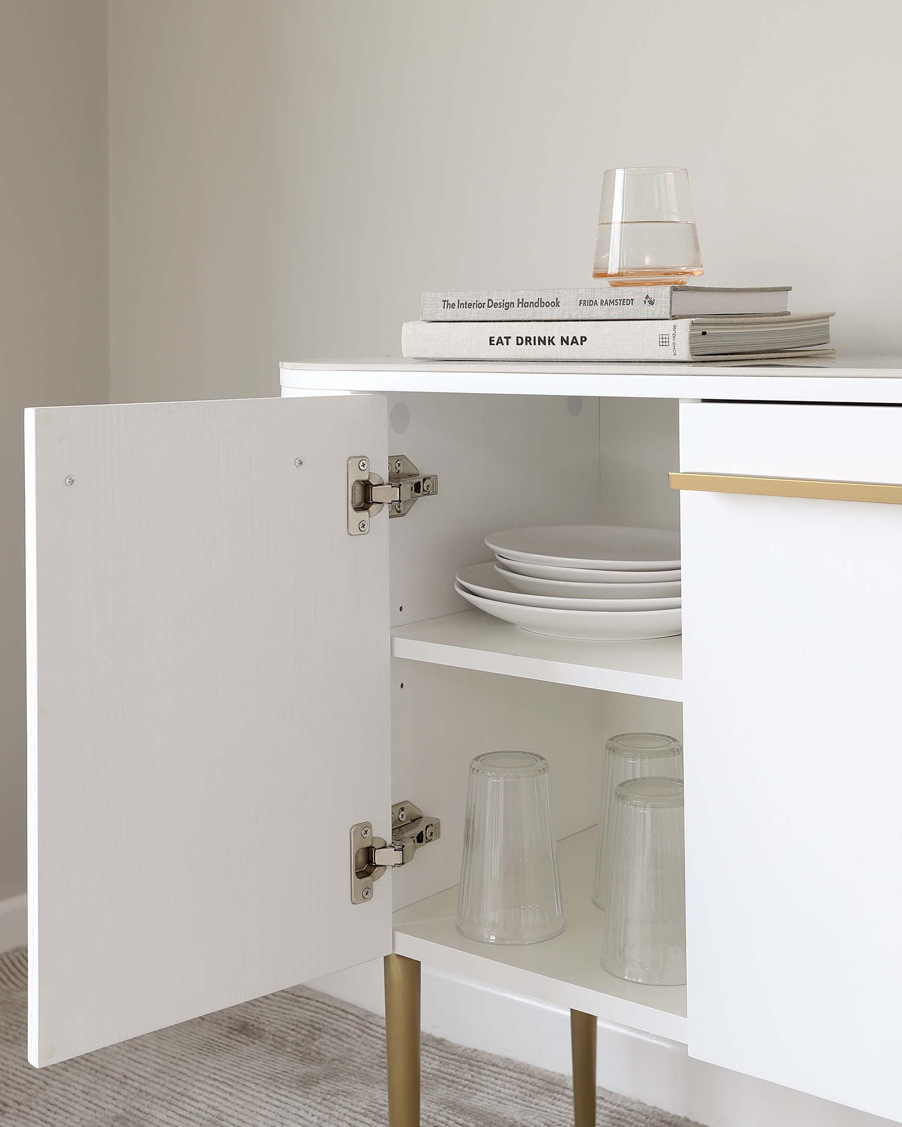 Manhattan White Oak and Marbled Ceramic Small Sideboard