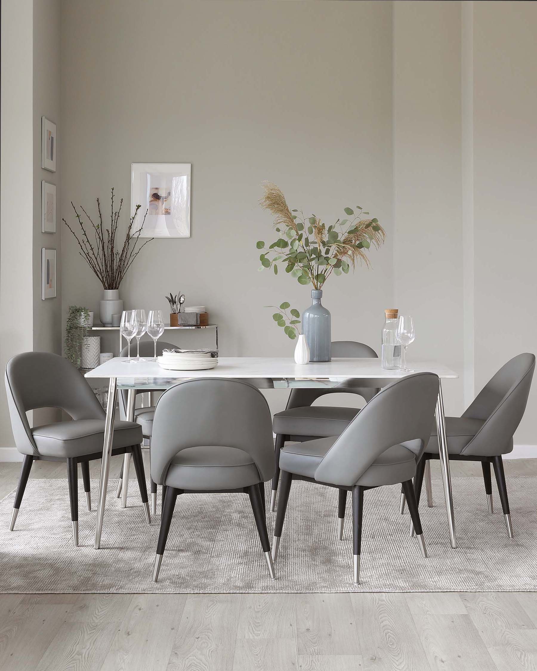 Oslo White Marbled Ceramic 6 Seater Dining Table