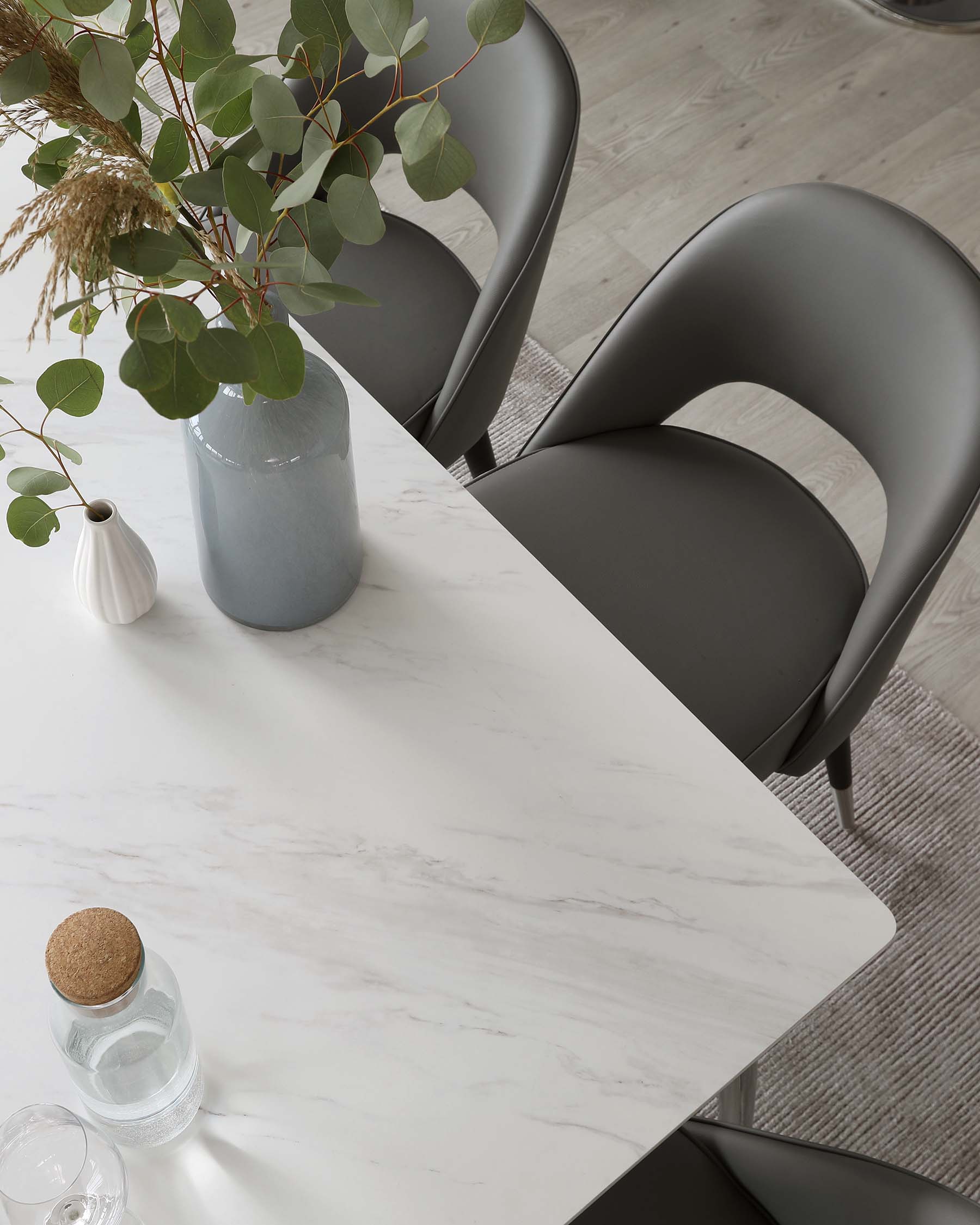 Oslo White Marbled Ceramic 6 Seater Dining Table