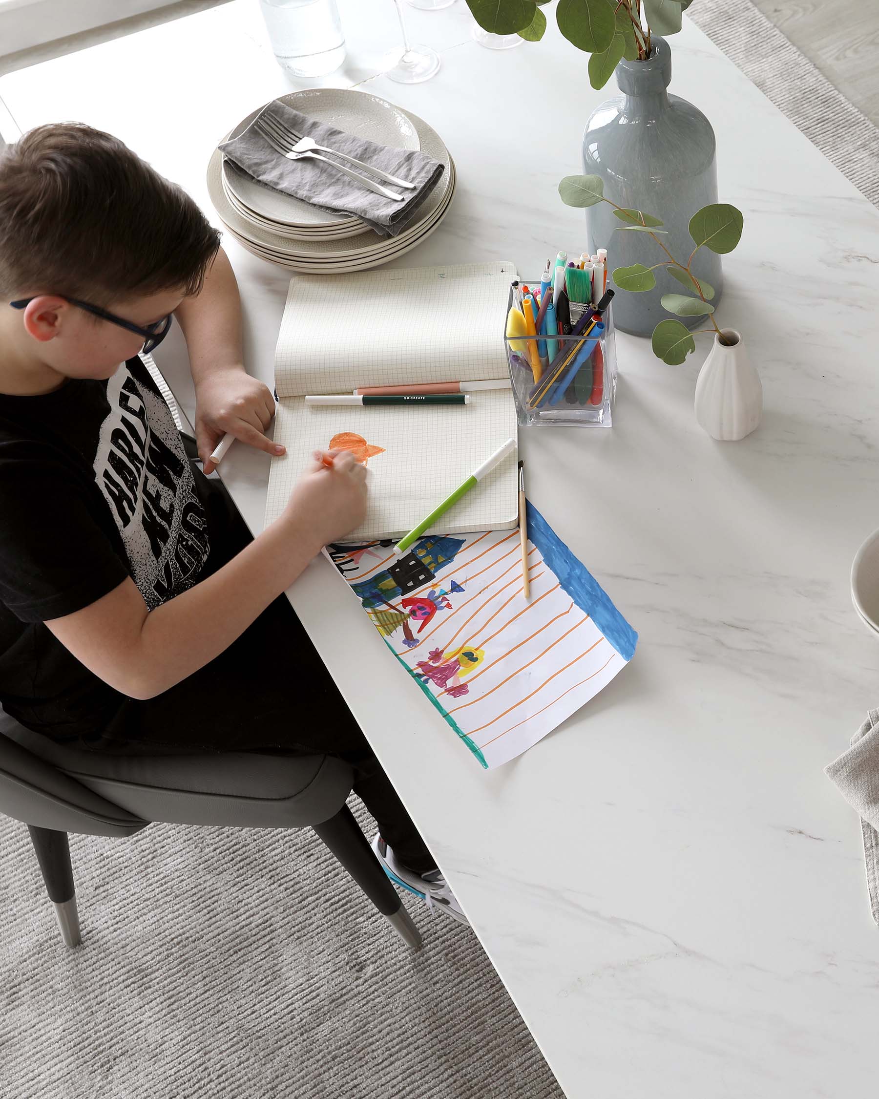 Oslo White Marbled Ceramic 6 Seater Dining Table