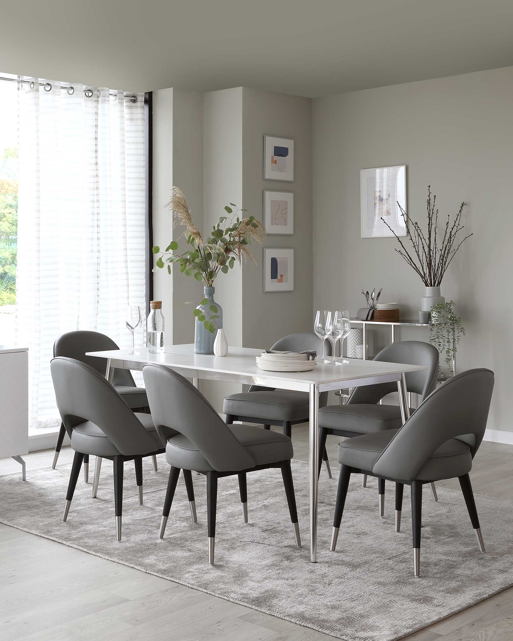 Oslo White Marbled Ceramic 6 Seater Dining Table