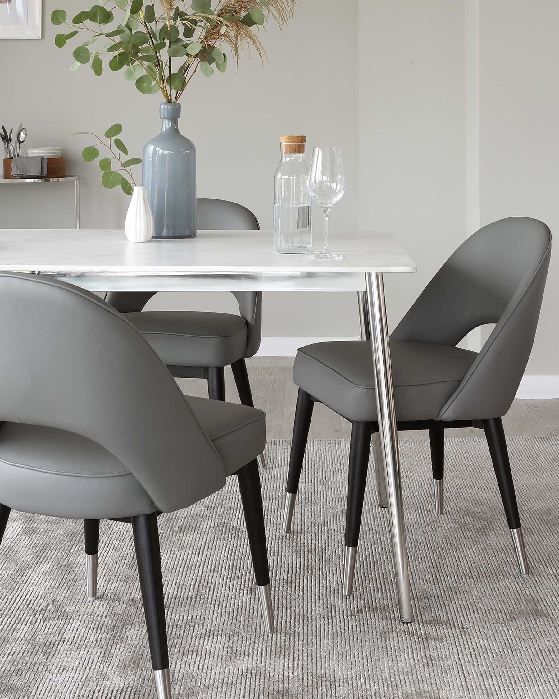 Oslo White Marbled Ceramic 6 Seater Dining Table