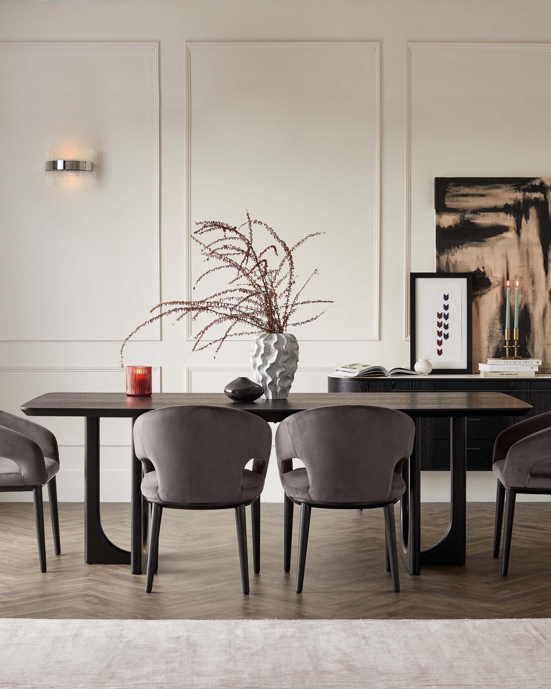 Orlan 8 Seater Fixed Dining Table Black Ash