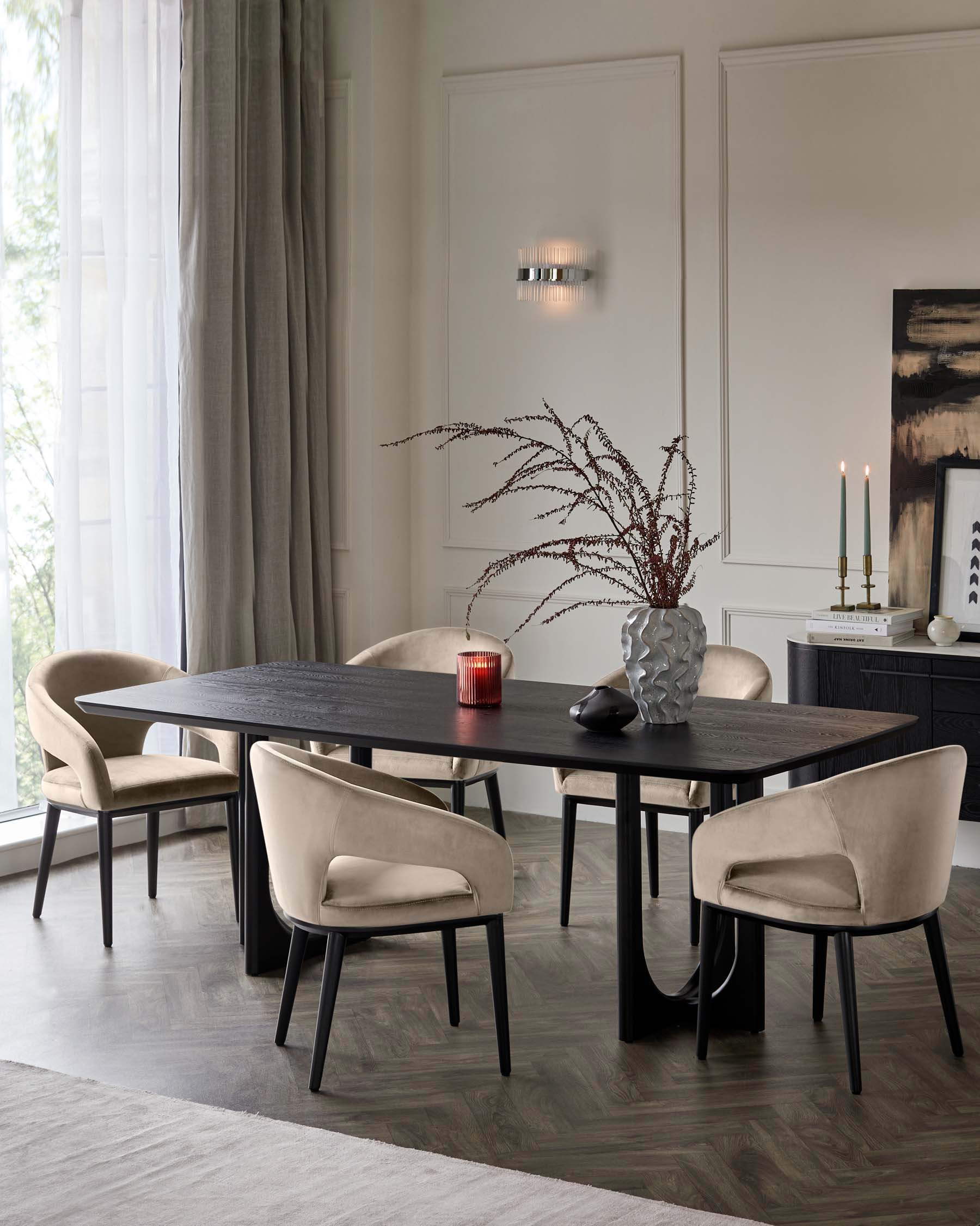 Orlan 8 Seater Fixed Dining Table Black Ash