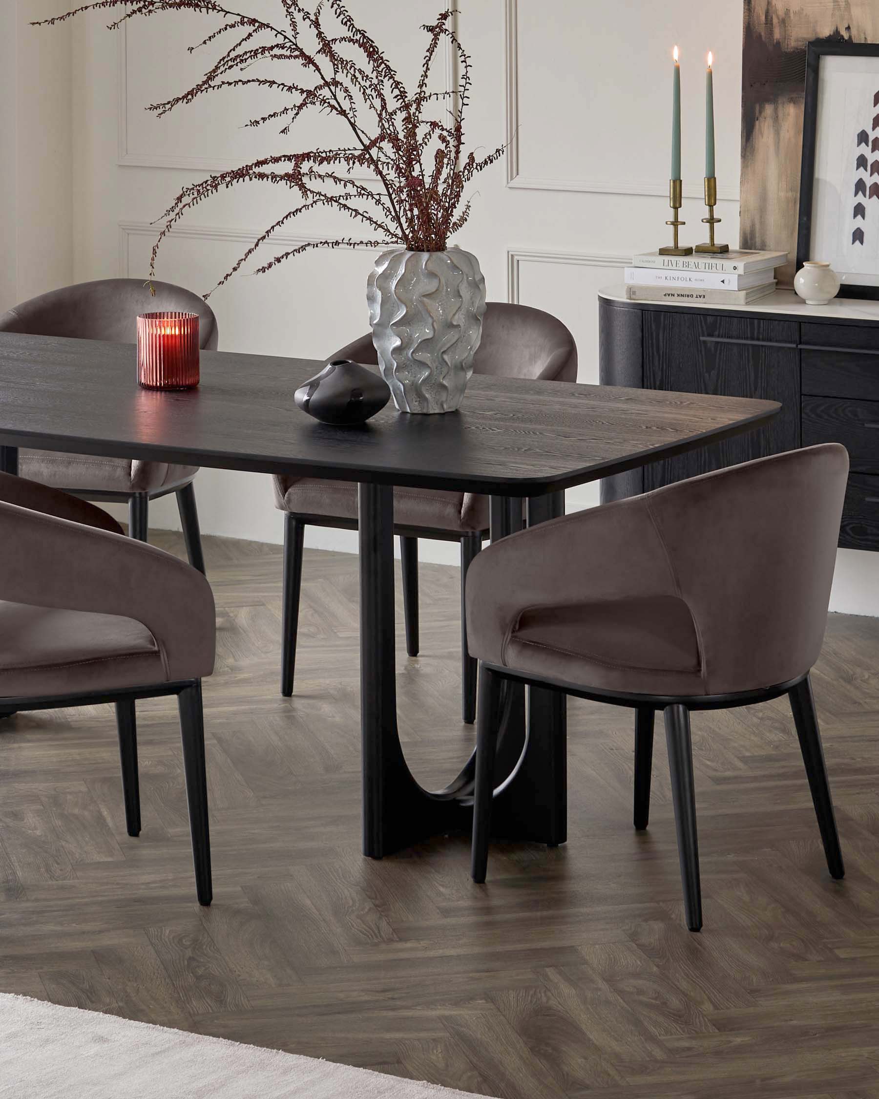 Orlan 8 Seater Fixed Dining Table Black Ash