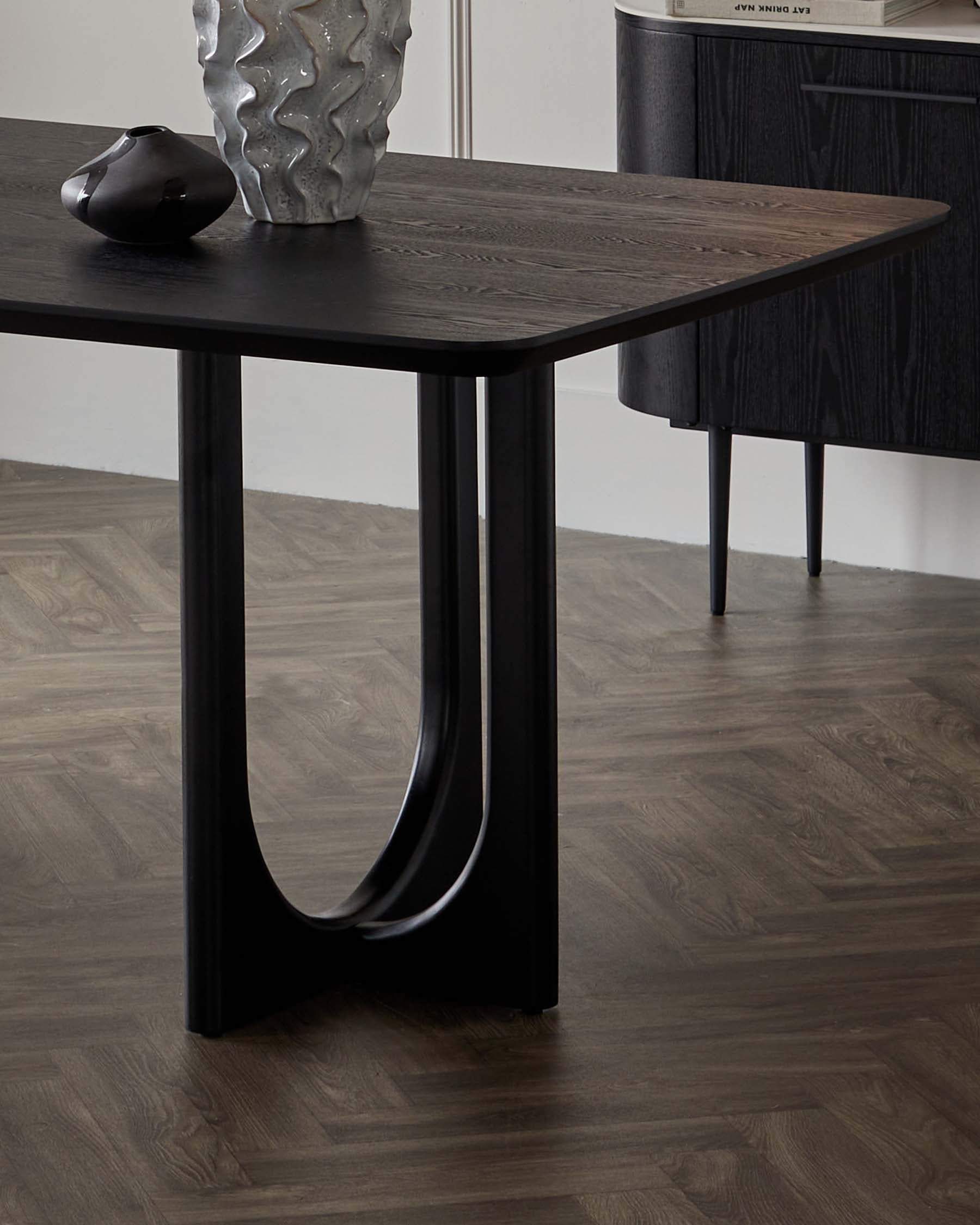 Orlan 8 Seater Fixed Dining Table Black Ash