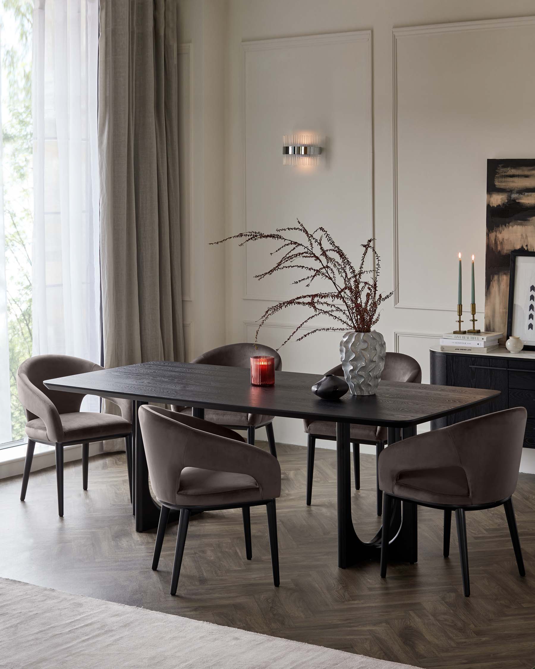 Orlan 8 Seater Fixed Dining Table Black Ash